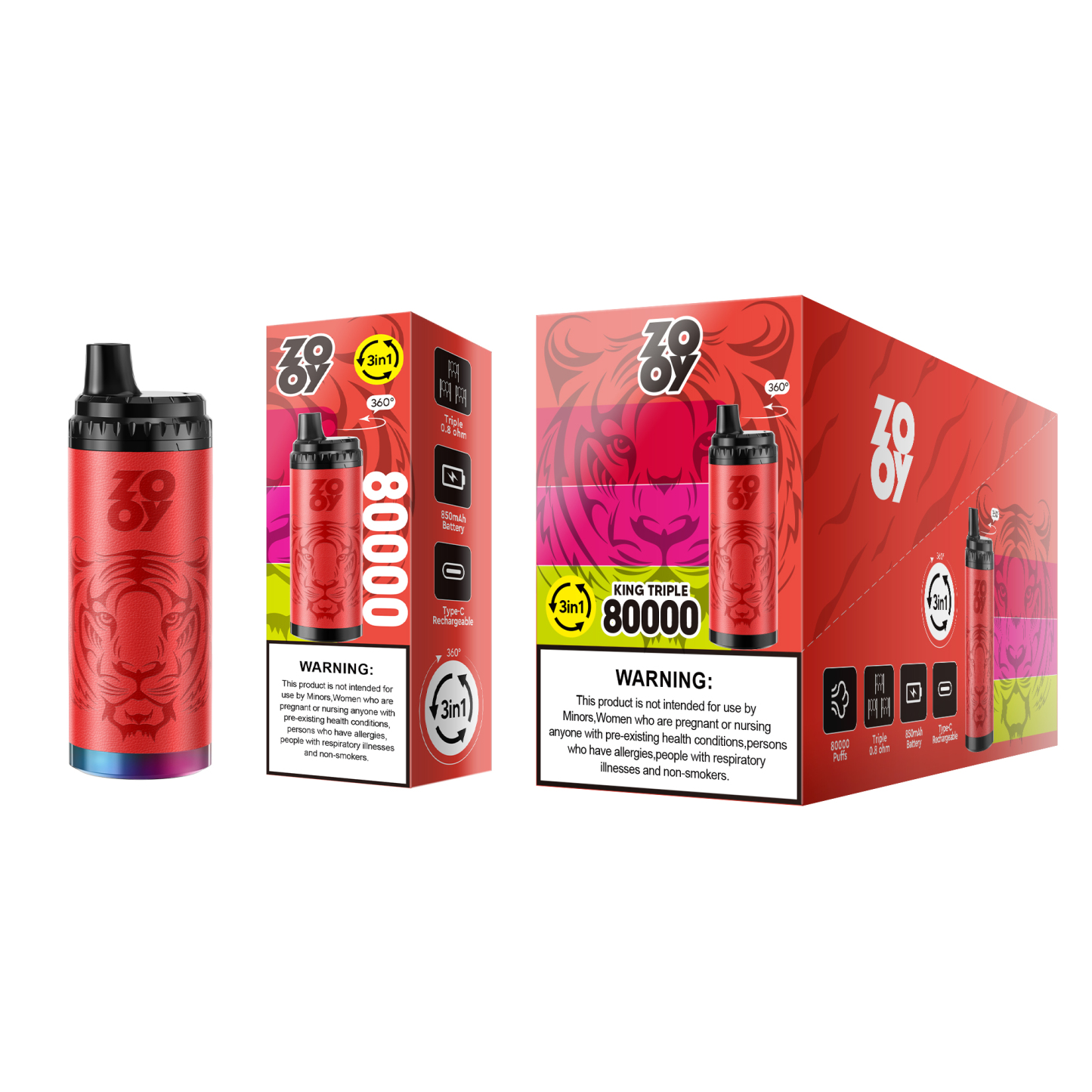 EU Spain Wrehouse Wholesale Zooy Triple Flavors 3in 1 80000 Puffs Vaper 70K Puff Disposable Vape Pen Electronic Cigarettes 50000 60000 Puffs EU Vaper