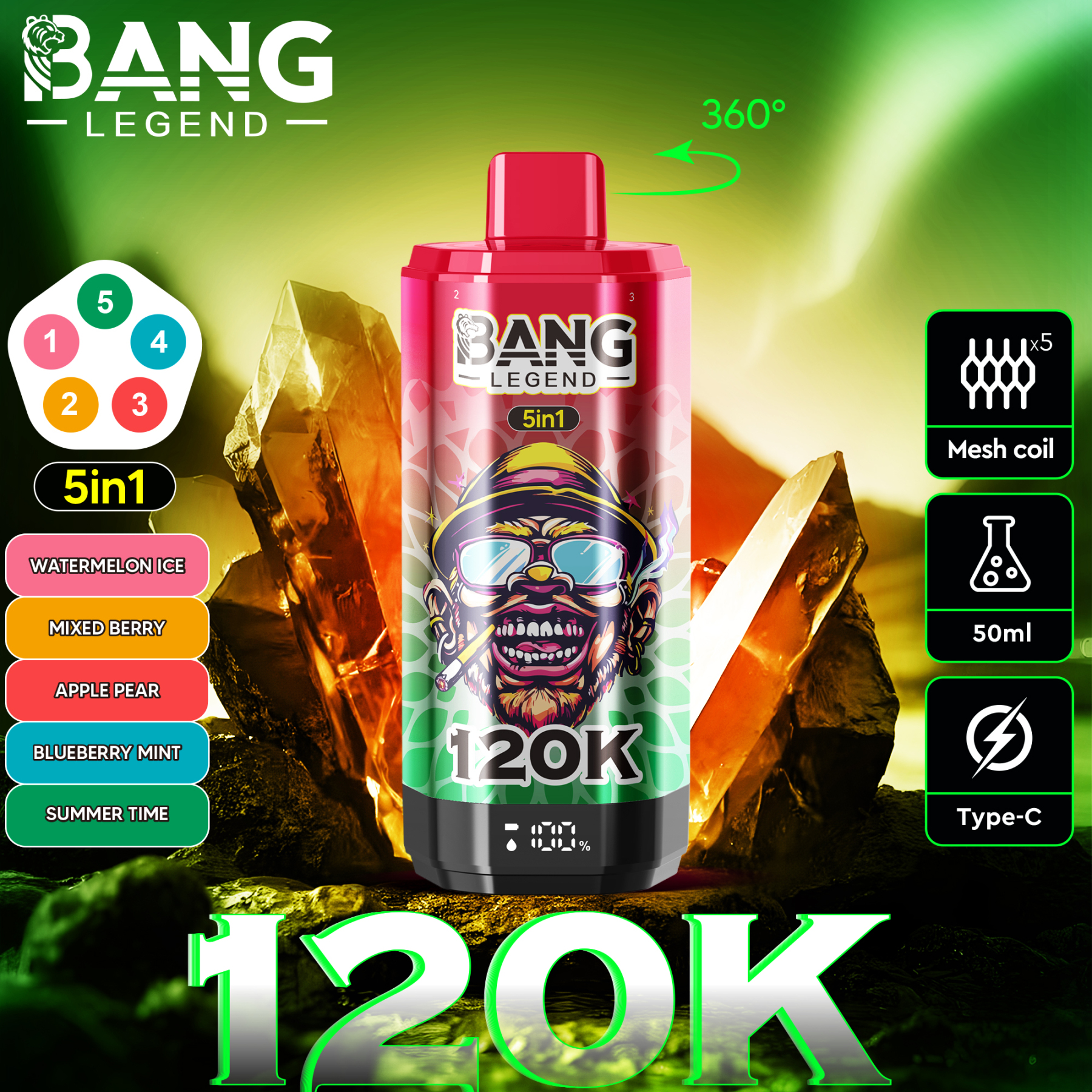 Bang Legend 120000 120K Puffs 5in1 Factory Price Bangblaze 100000 120K Puff E-Cigarette Disposable Vape Bang King 85K 100K Puffs EU Germany Stock