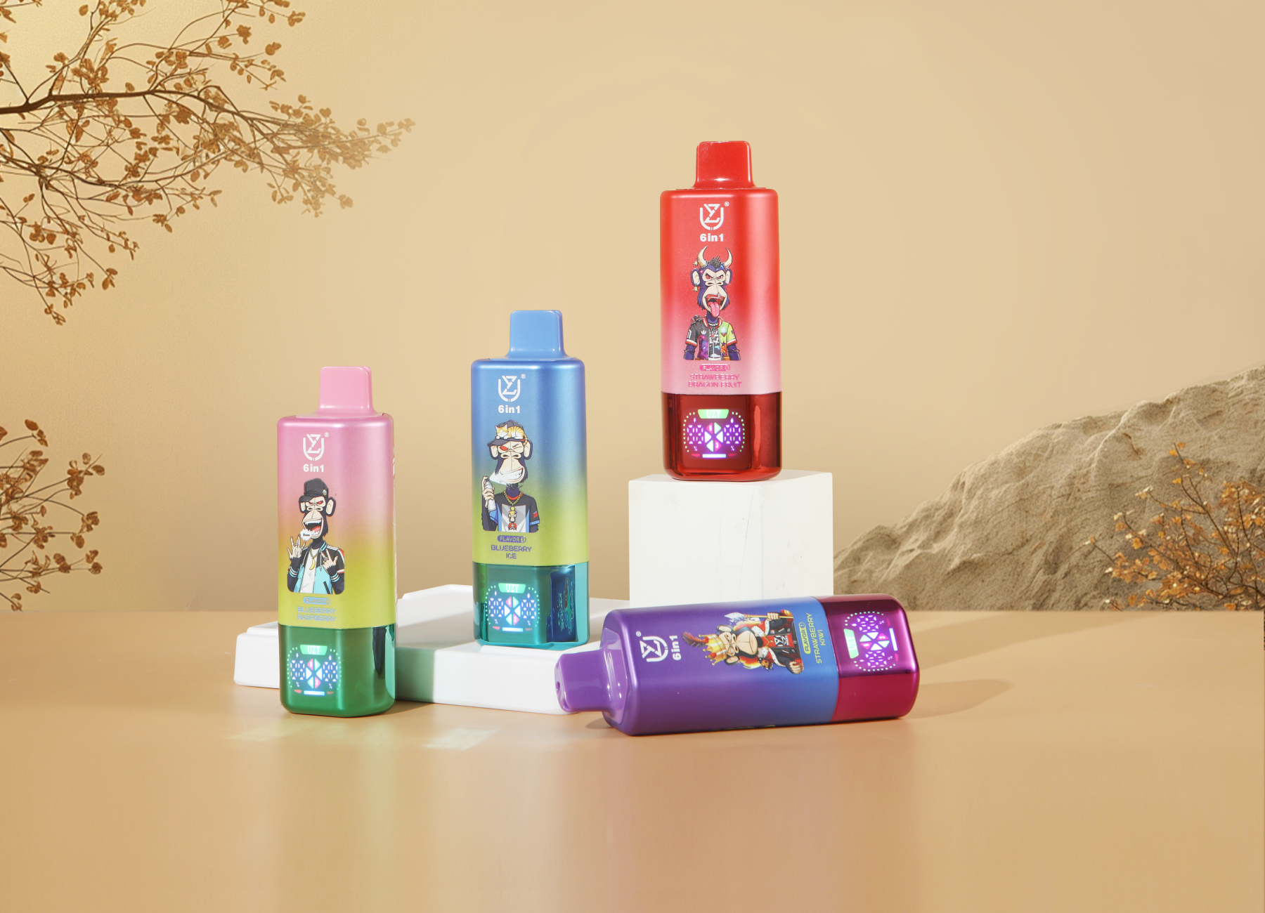 Uzy 6-in-1 Desechable Vape 150K Options Disposable E-Cigarette Wholesale with LED Screen OEM Factory EU Warehouse 150000puff Ecloudvaping 