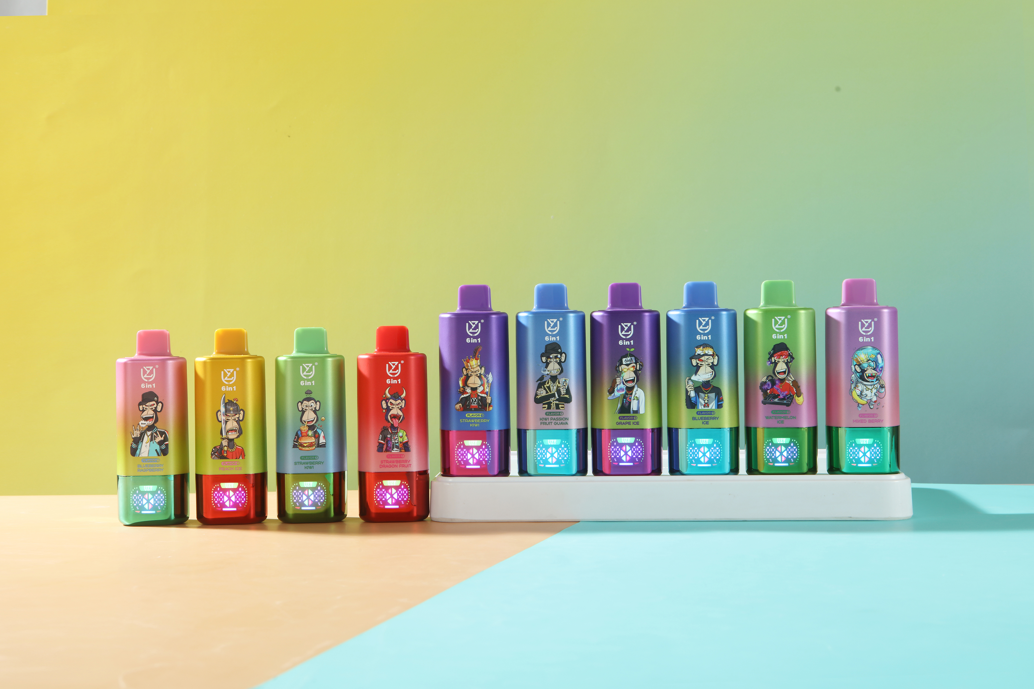 Uzy 6-in-1 Desechable Vape 150K Options Disposable E-Cigarette Wholesale with LED Screen OEM Factory EU Warehouse 150000puff Ecloudvaping 