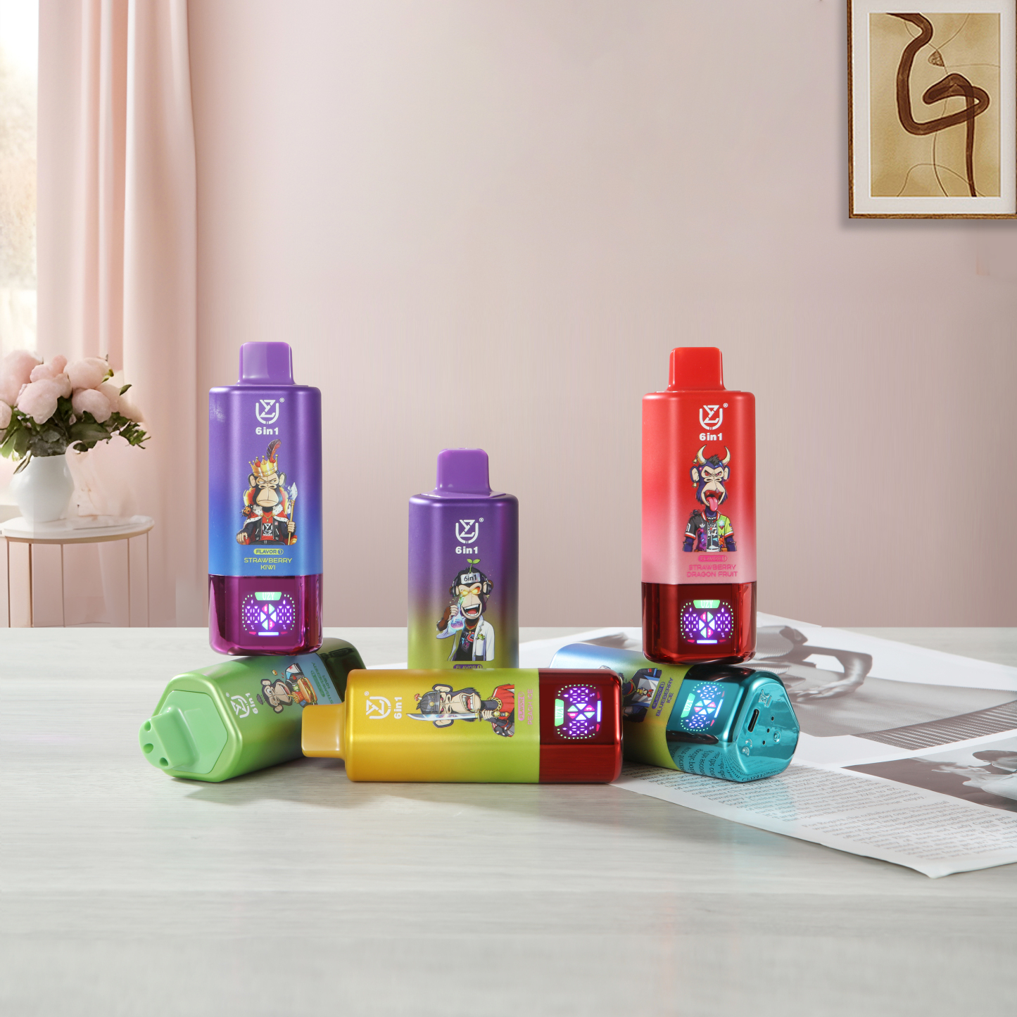 Uzy 6-in-1 Desechable Vape 150K Options Disposable E-Cigarette Wholesale with LED Screen OEM Factory EU Warehouse 150000puff Ecloudvaping 