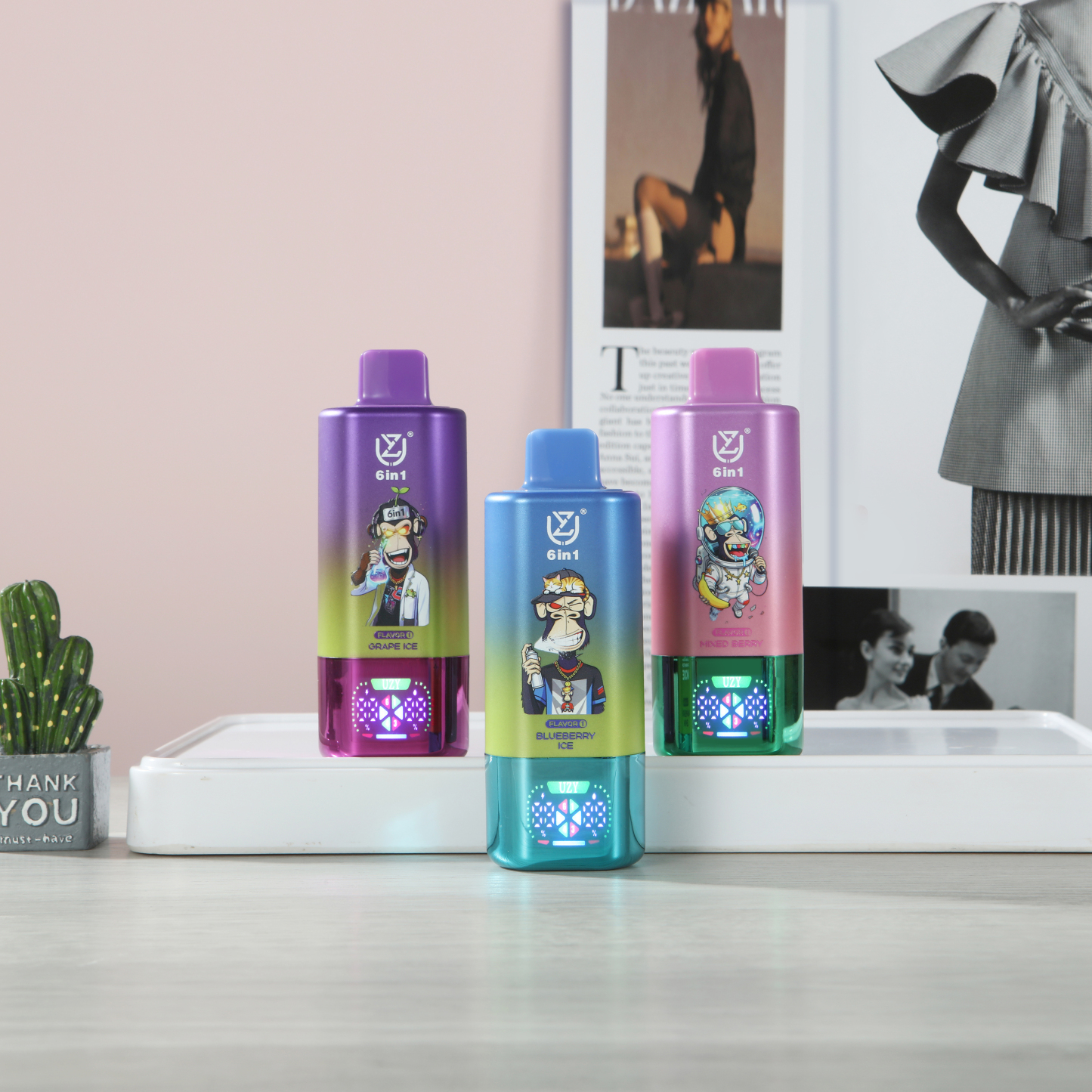 Uzy 6-in-1 Desechable Vape 150K Options Disposable E-Cigarette Wholesale with LED Screen OEM Factory EU Warehouse 150000puff Ecloudvaping 