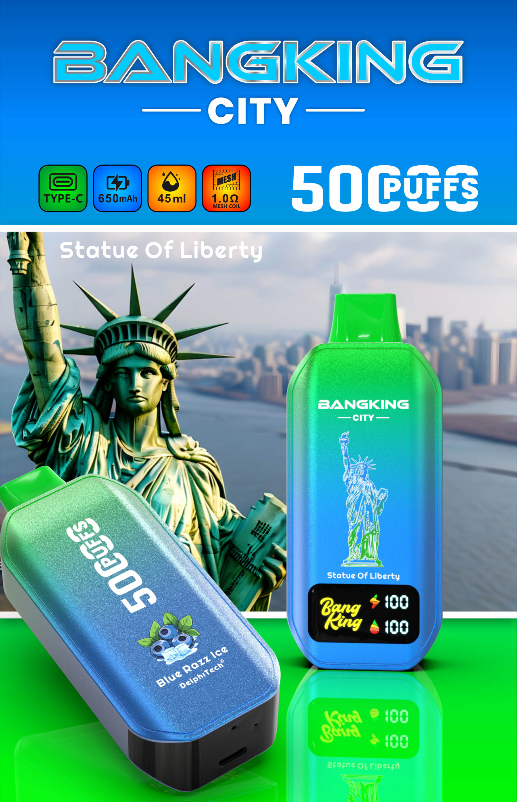 Bang 50000 Puffs Disposable Vape Electronic Cigarette 50K Double Flavor E Cig Wholesale EU Warehouse