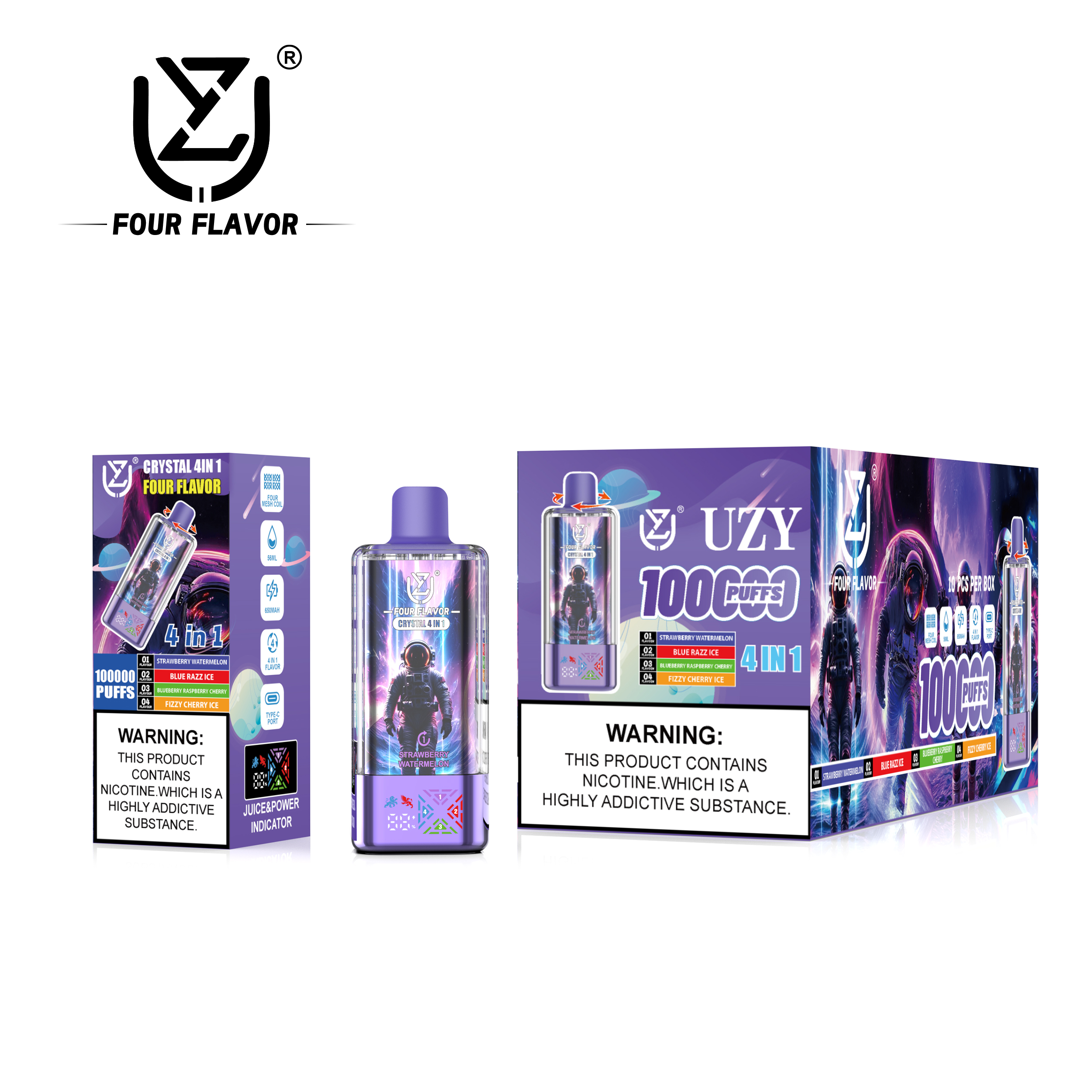 Uzy 6-in-1 Desechable Vape 100K Options Disposable E-Cigarette Wholesale with LED Screen OEM Factory EU Warehouse