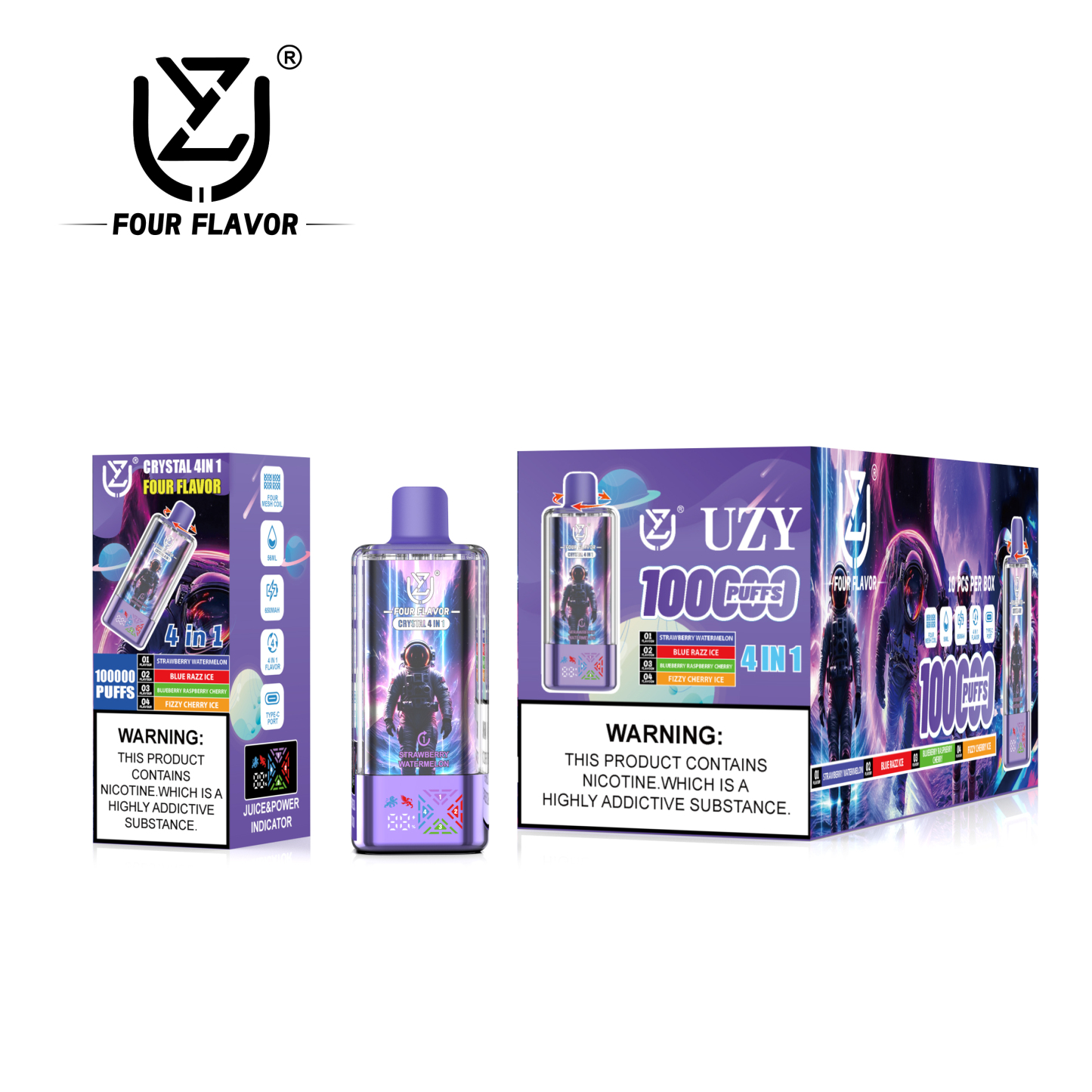 Uzy 6-in-1 Desechable Vape 100K Options Disposable E-Cigarette Wholesale with LED Screen OEM Factory EU Warehouse