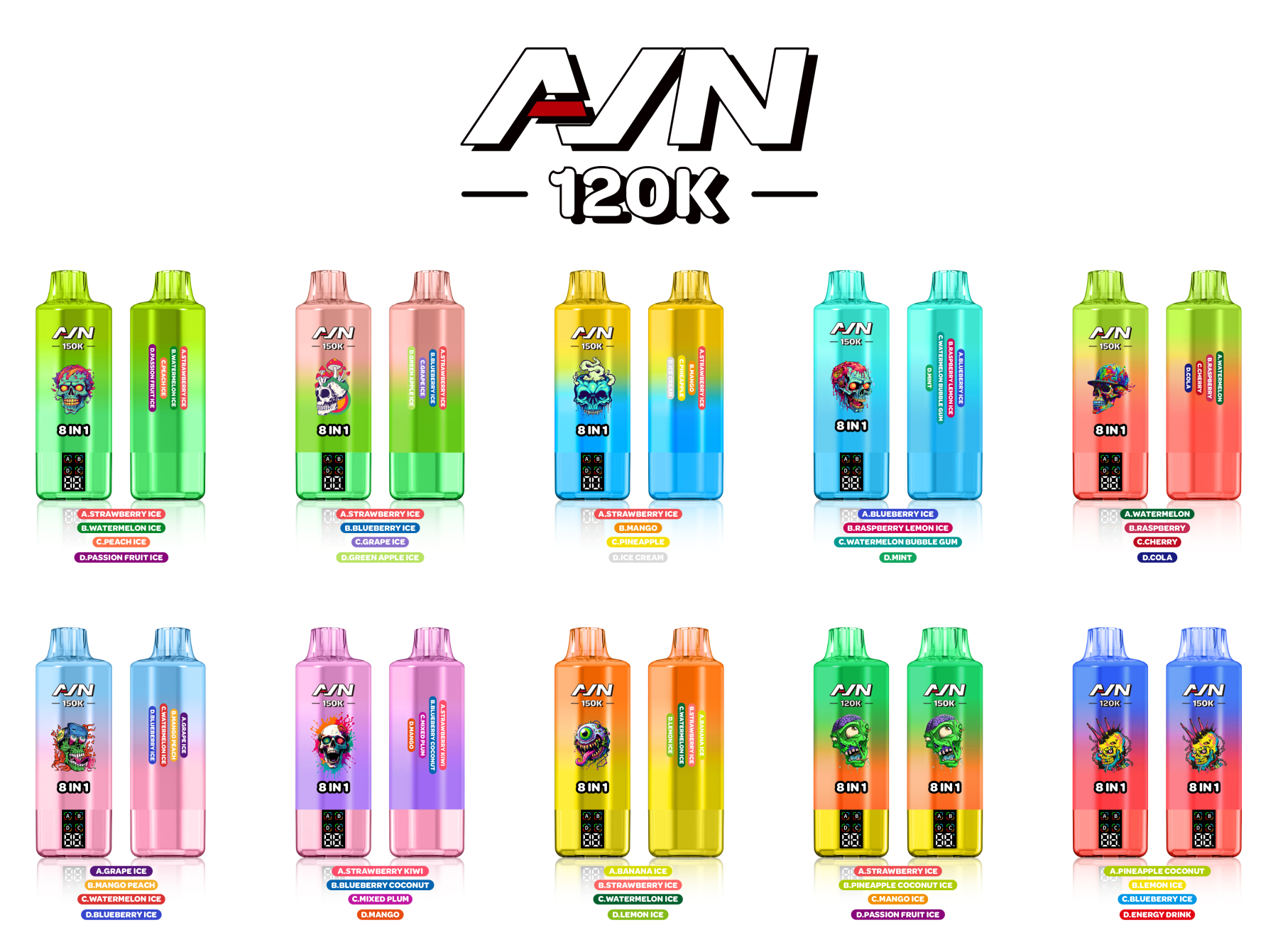 Aivono Aim Avn 150K Puffs Electric Shisha 8 in 1 Flavour Mod 150000 E Cigarettes Vape