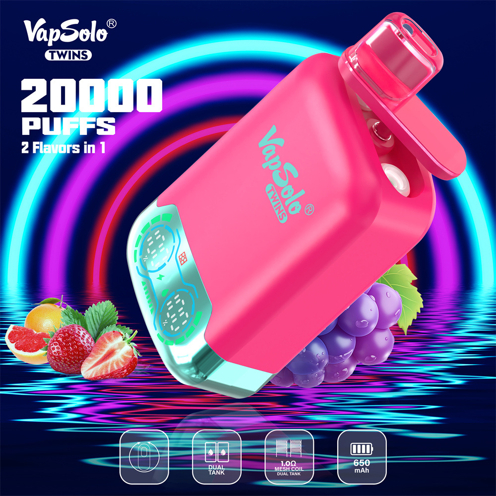 EU Warehouse Vapsolo 2024 Hot Sale 20000 Puff Dual Mesh Coil Dual Tank Vapes 20K Wholesale Cheap 650mAh Battery Display E Cigarette Disposable Vape