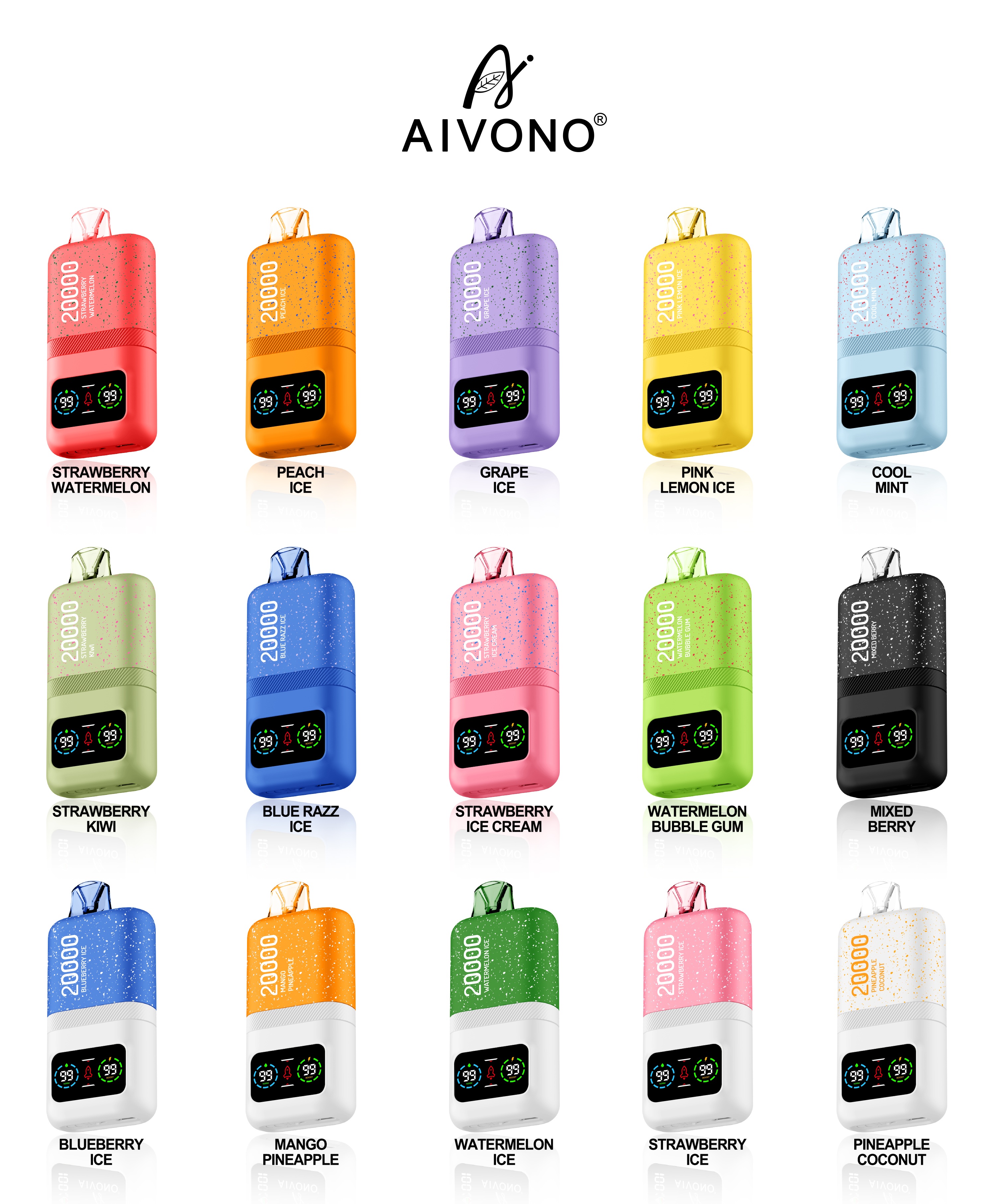 Original Aivono AIM MAGIC 20000 Puffs Smart Screen Vape Disposable Electronic Cigarettes Digital Display Puff 20k 0% 2% 3% 5% 24ml Prefilled Pod Dual Mesh 600mah Rechargeable Battery Pen-Ecloudvaping