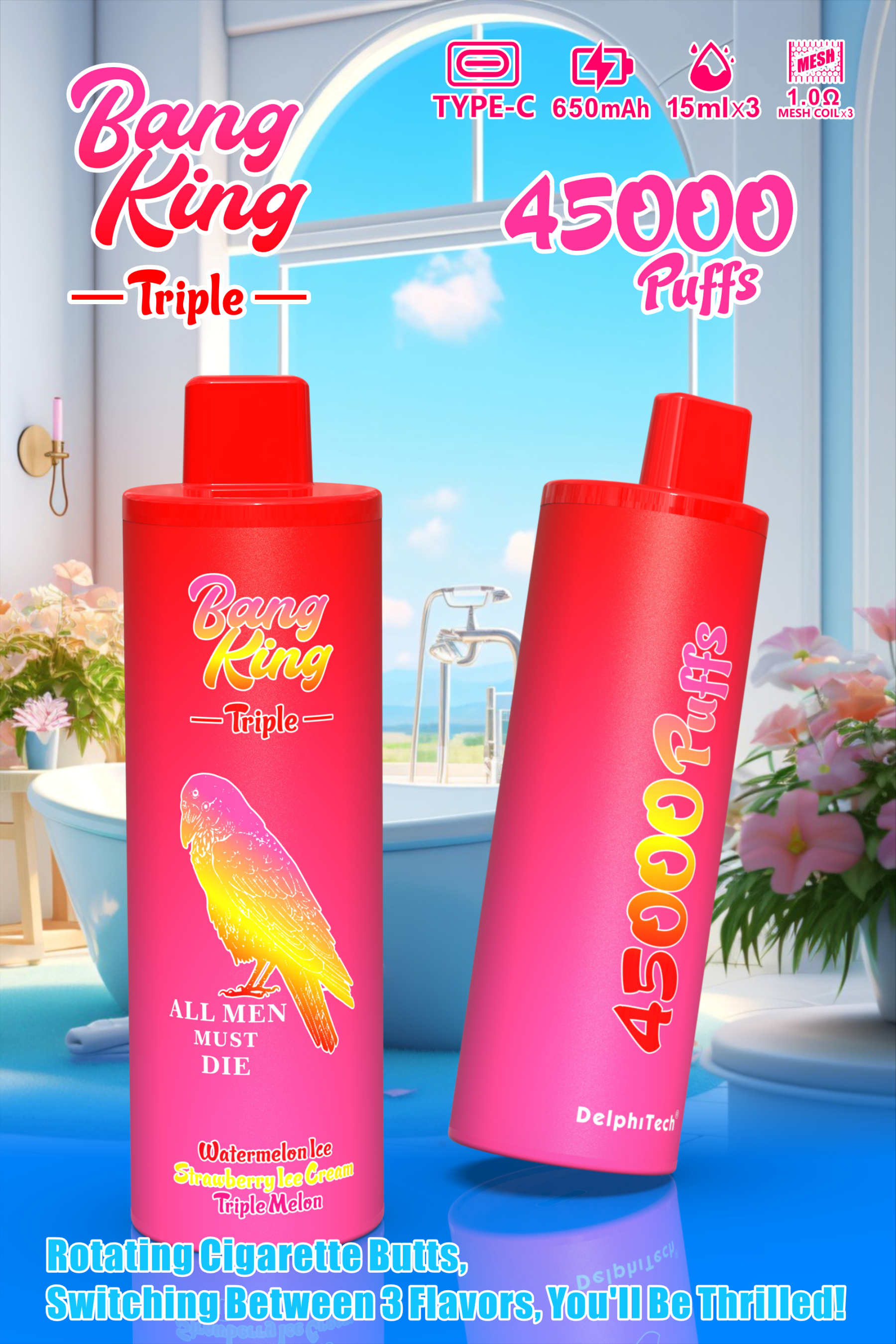 Bang King 45000 Puff Electronic Cigarette Wholesale I Vape 40000 35000 45000 Vaper 3 Flavor in 1 Disposable Vape E Cig