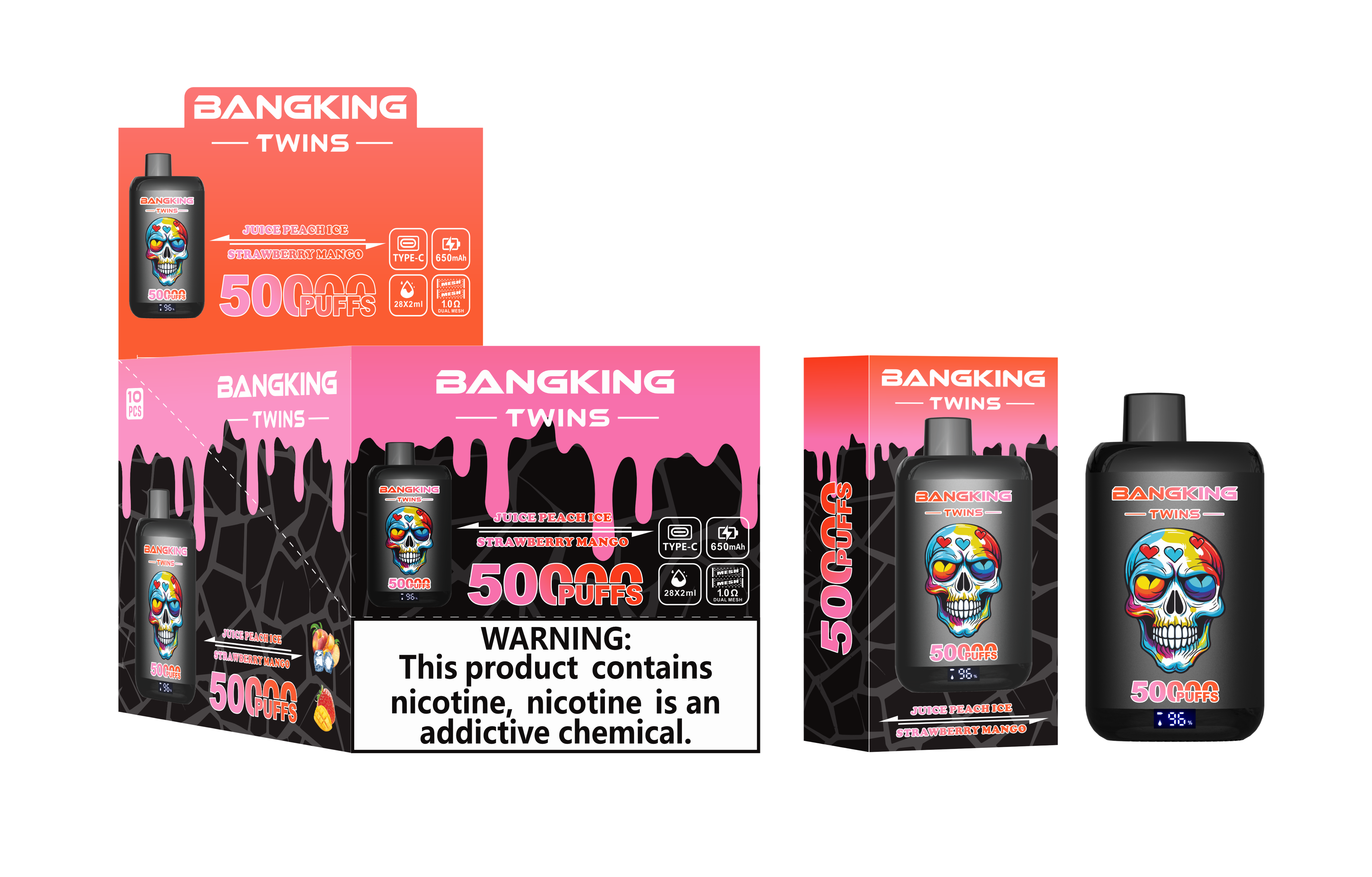 Bang 50000 Dual Flavor Electronic Cigarette Bang King 50K 2in1 Puffs Wholesale I Vape Disposable Electronic Cigarette Puff Germany Warehouse EU Spain