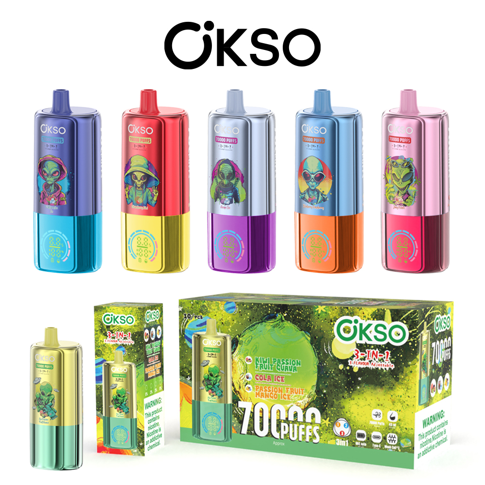Okso 3in1 70K Puffs Disposable Vape 3in1 Flavors Vaper 70000 Puffs Disposable Vape Rechargeable Battery Electric Cigarette 70K Puff Vape Puffs