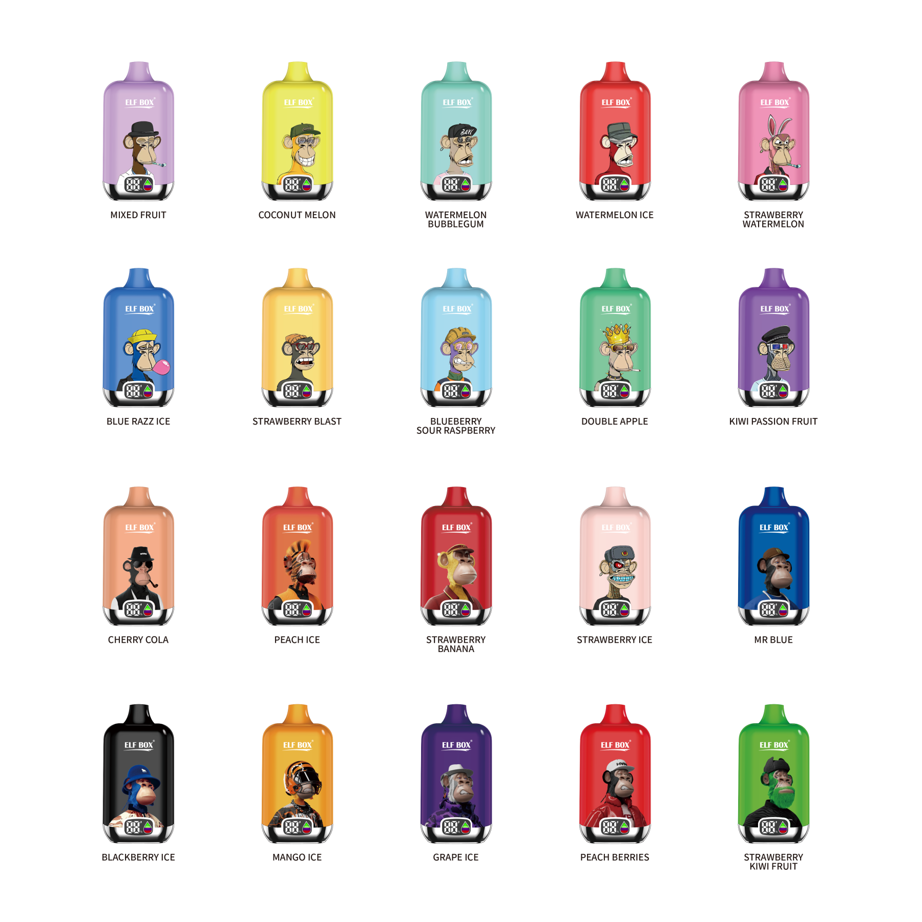 Original ELF BOX digital 12000 Puffs Puff 12k Disposable Vape LED Display Mesh Coil Adjustable Airflow Pre-filled 25ml Rechargeable -Ecloudvaping