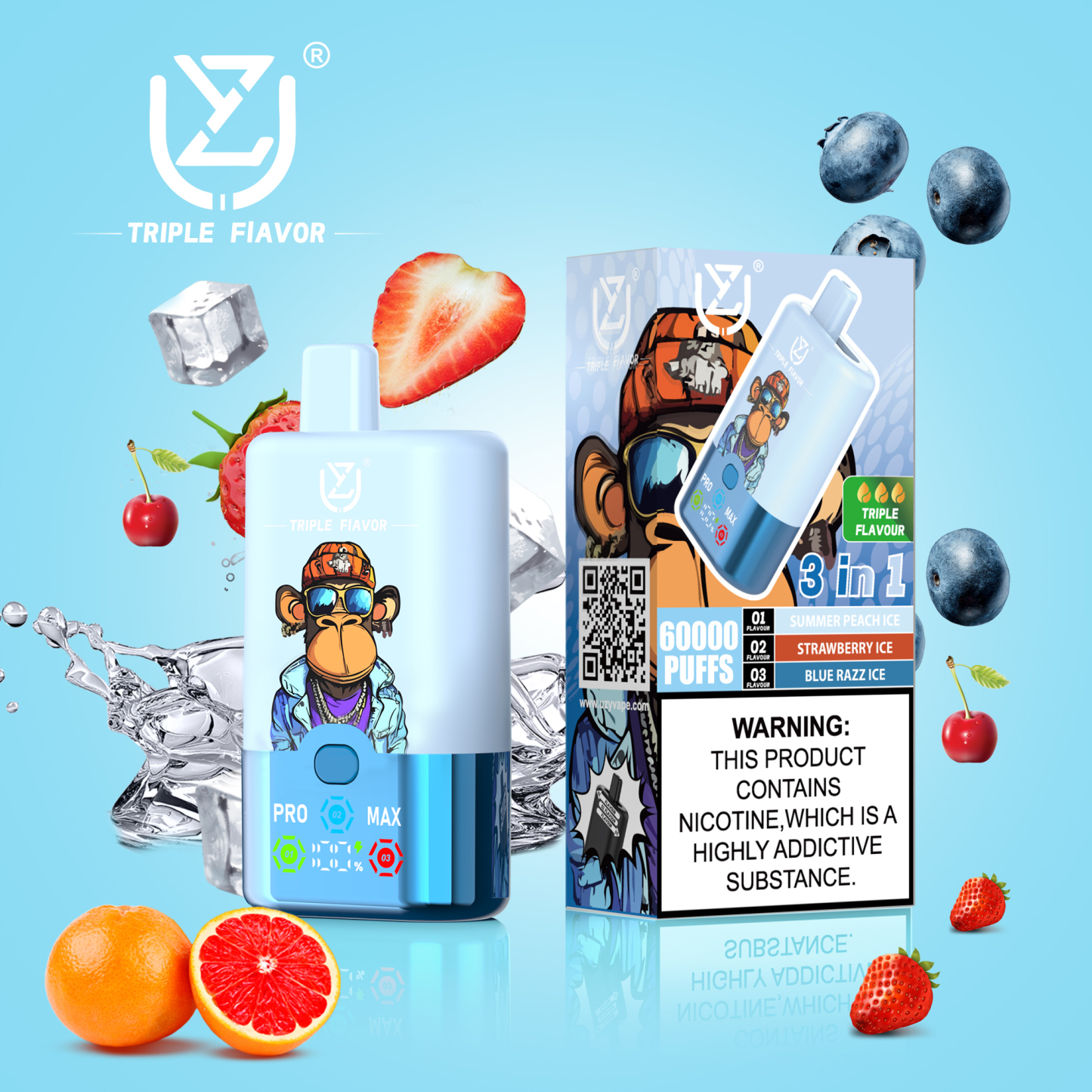 Vape Factory Electronic Cigarette Wholesale I Vape Uzy Triple 60000 Puff Vape 60K Puffs Bar Disposable Vape Pen