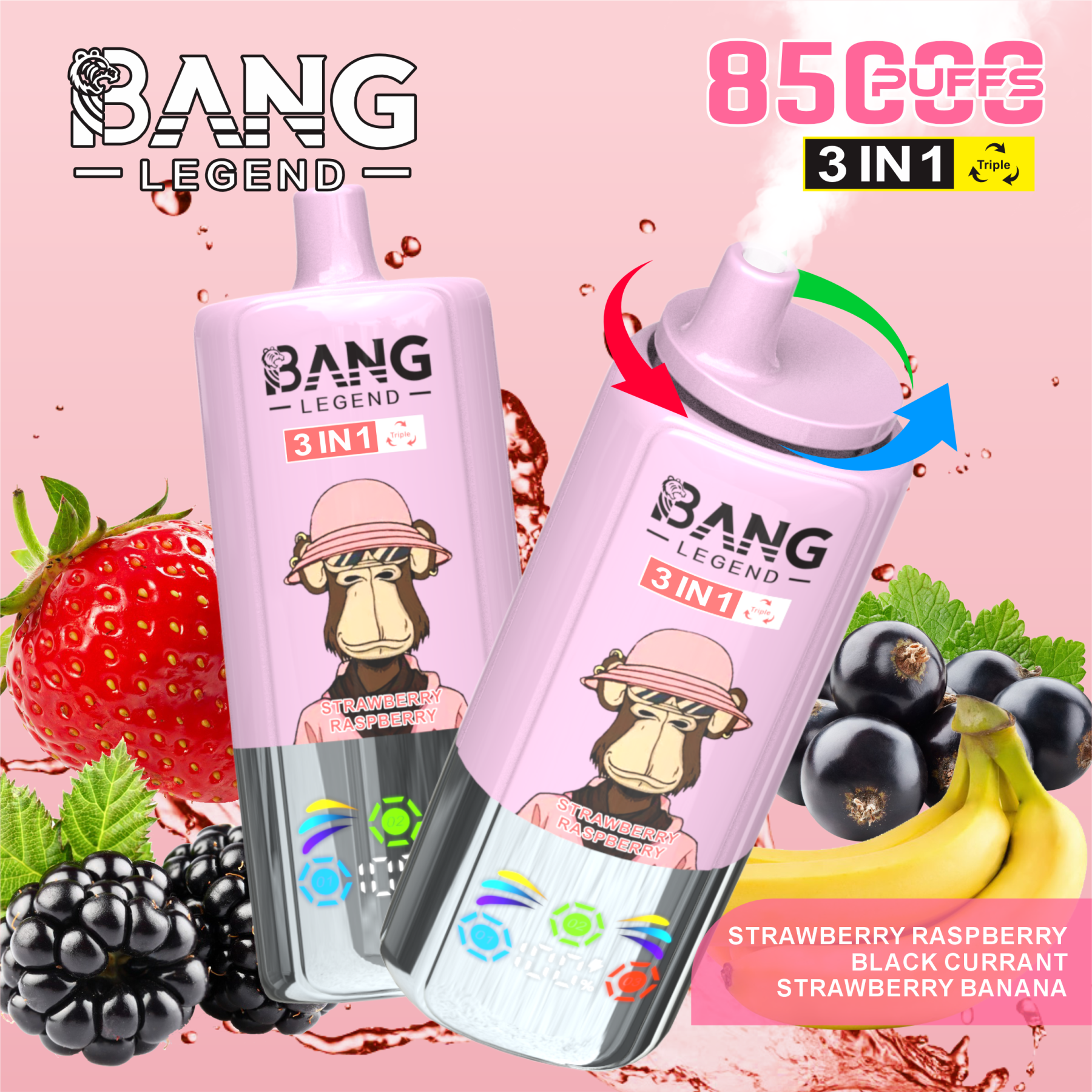 Bang Legend 85000 Puffs 3in1 Banglegend Vaper Electronic Cigarettes Bangking 85K 100K 80K 60K 50K Puff Bar Vape Pen with Smart Screen Wholesale