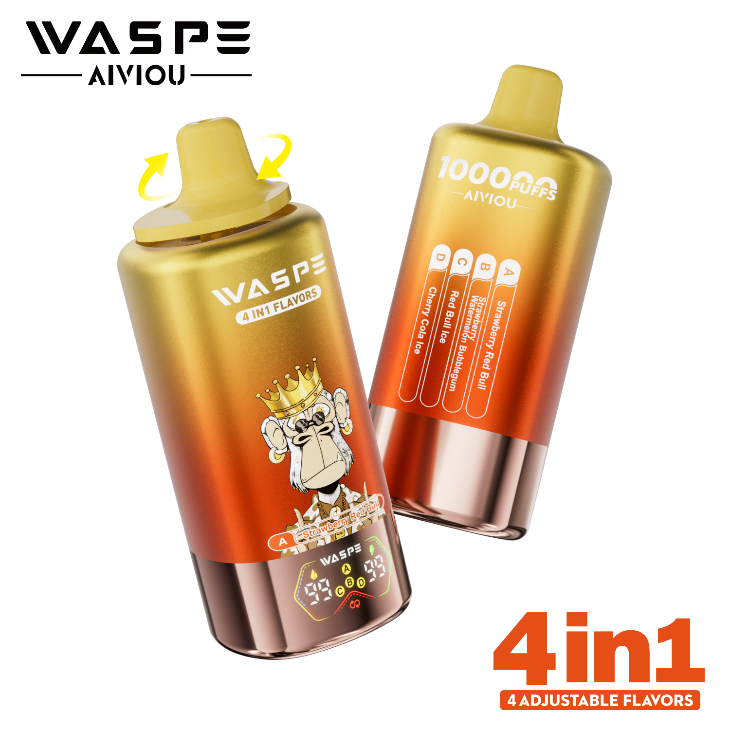Waspe 100000 Puffs Quadruple Flavors 4 in 1 Tornado Vaper 100K 60K E Cigarette Wholesale Rechargeable Vapor EU Warehouse Spain