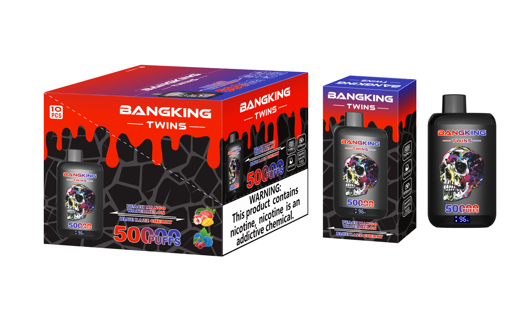 Bang 50000 Dual Flavor Electronic Cigarette Bang King 50K 2in1 Puffs Wholesale I Vape Disposable Electronic Cigarette Puff Germany Warehouse EU Spain