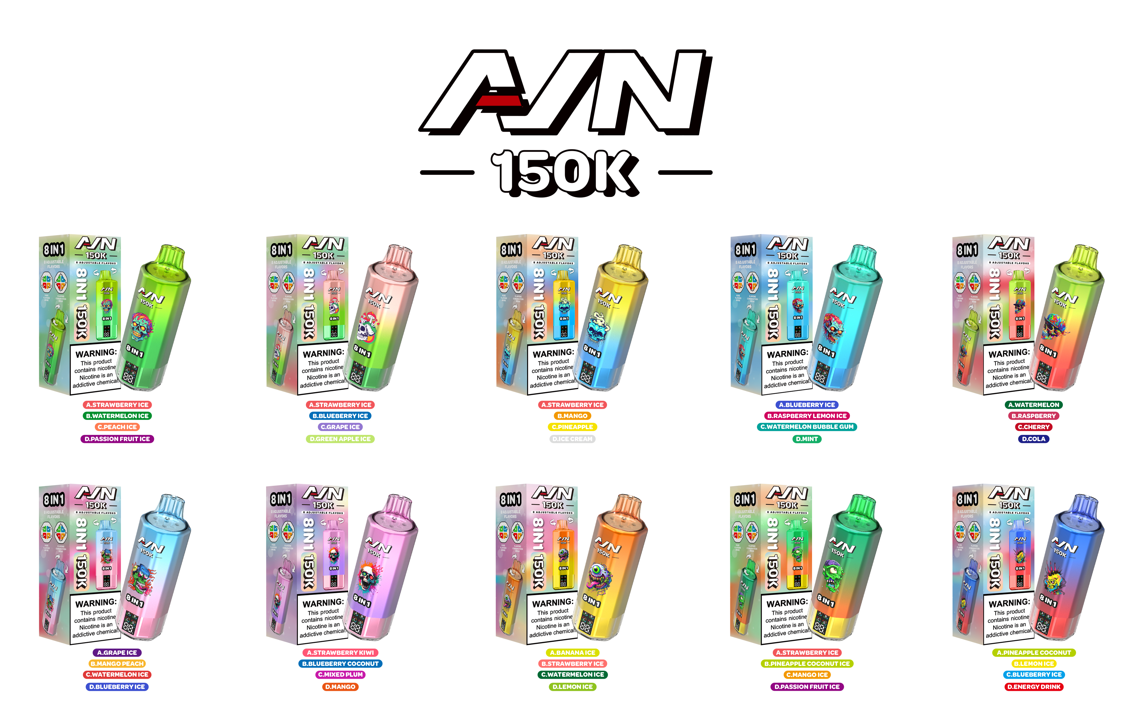 Aivono Aim Avn 150K Puffs Electric Shisha 8 in 1 Flavour Mod 150000 E Cigarettes Vape