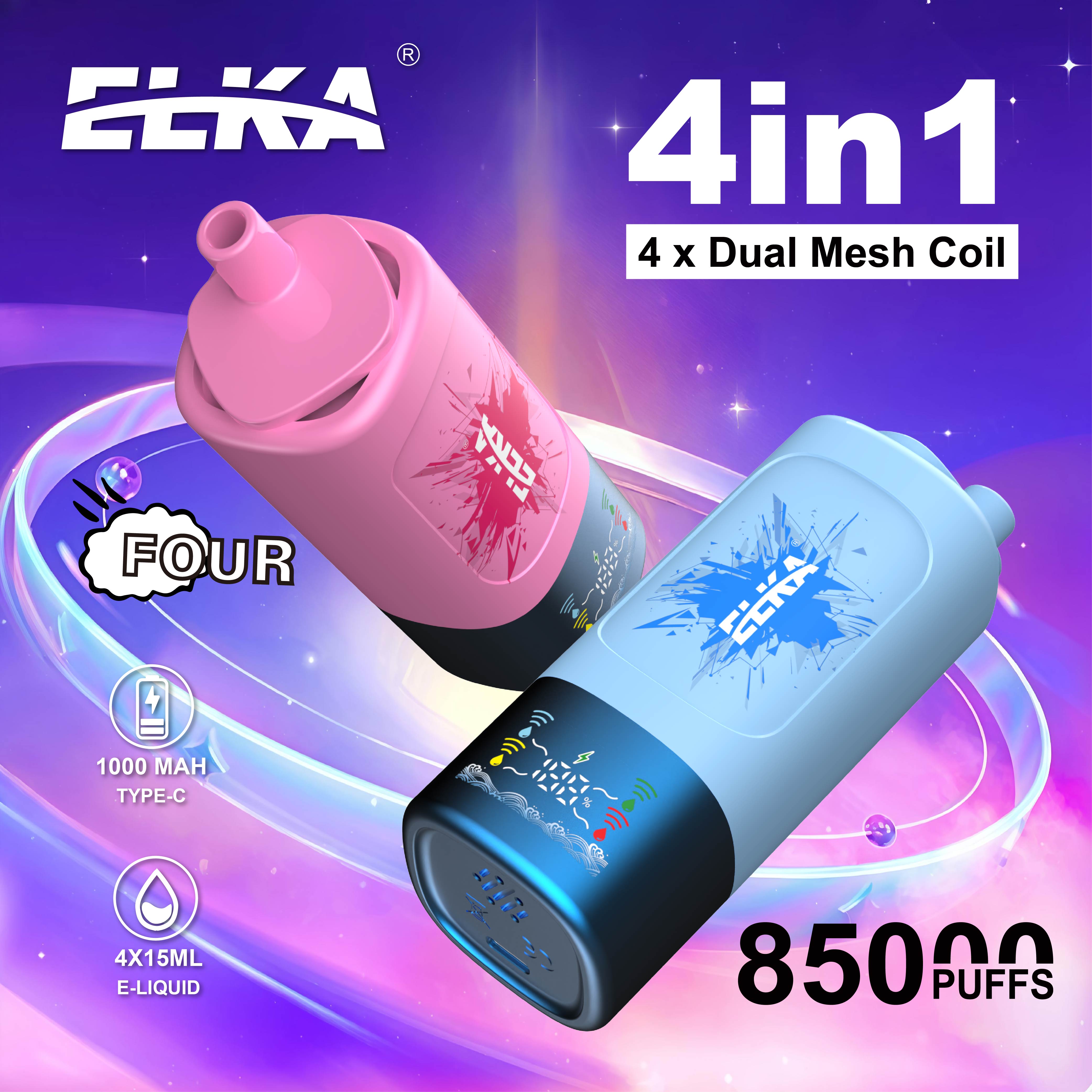 Elka 4in1 85000 Puffs EU Warehouse Puff Vaper 85K Vaping Electronic 4in 1 4 Flavor Rechargeable E Vapor Disposable Vape Factory Wholesaler I Vape