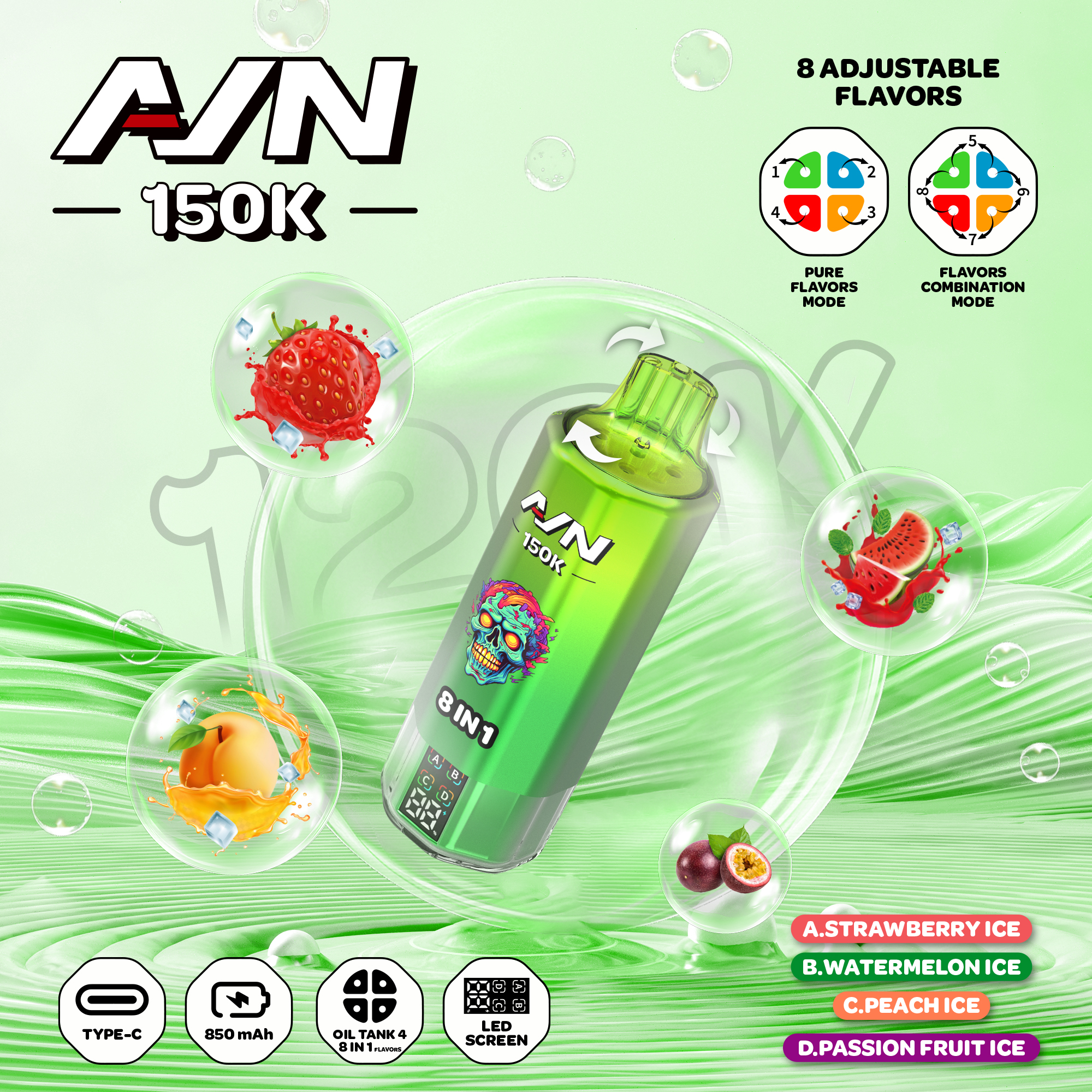 Aivono Aim Avn 150K Puffs Electric Shisha 8 in 1 Flavour Mod 150000 E Cigarettes Vape