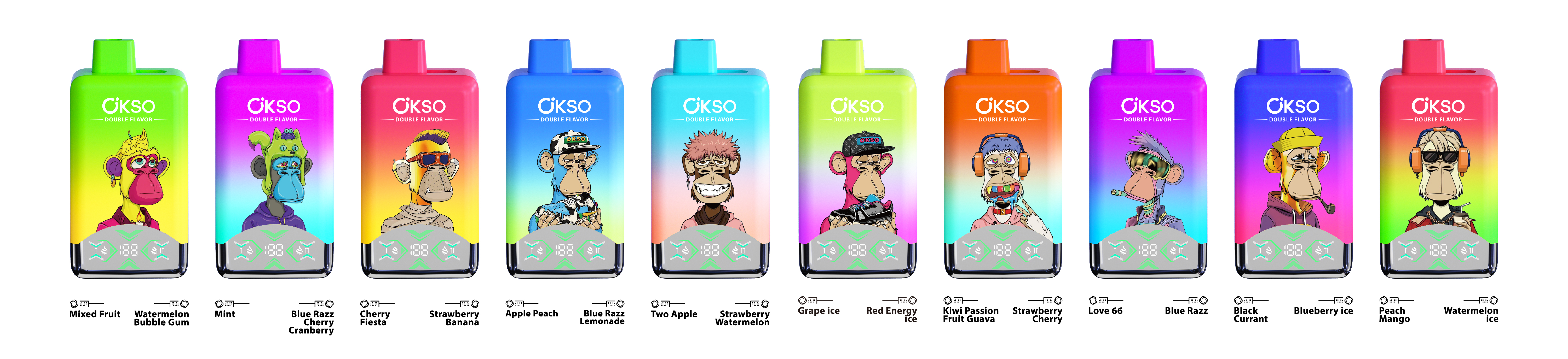  Okso 60000puffs Double Flavor 2 in 1 Disposable Vape Pen 60K Puffs Wholesale E Cigarette Vape Factory 60000puffs