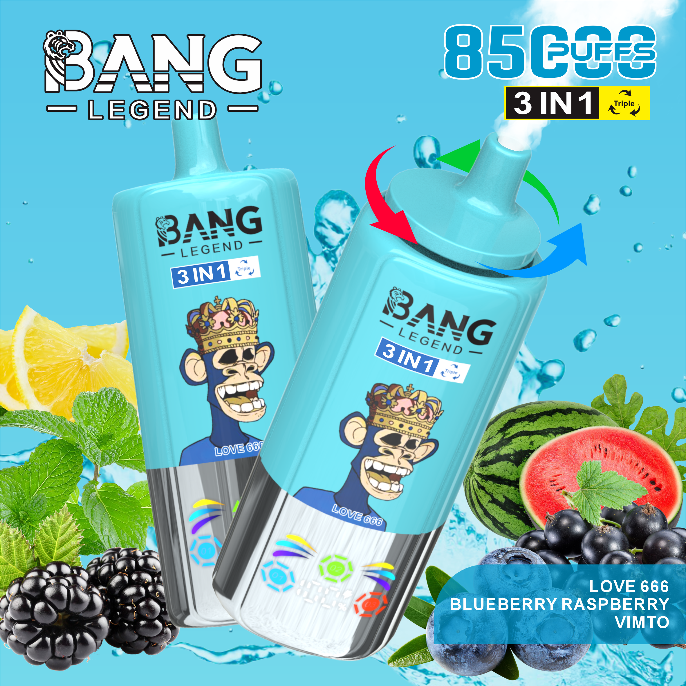 Bang Legend 85000 Puffs 3in1 Banglegend Vaper Electronic Cigarettes Bangking 85K 100K 80K 60K 50K Puff Bar Vape Pen with Smart Screen Wholesale