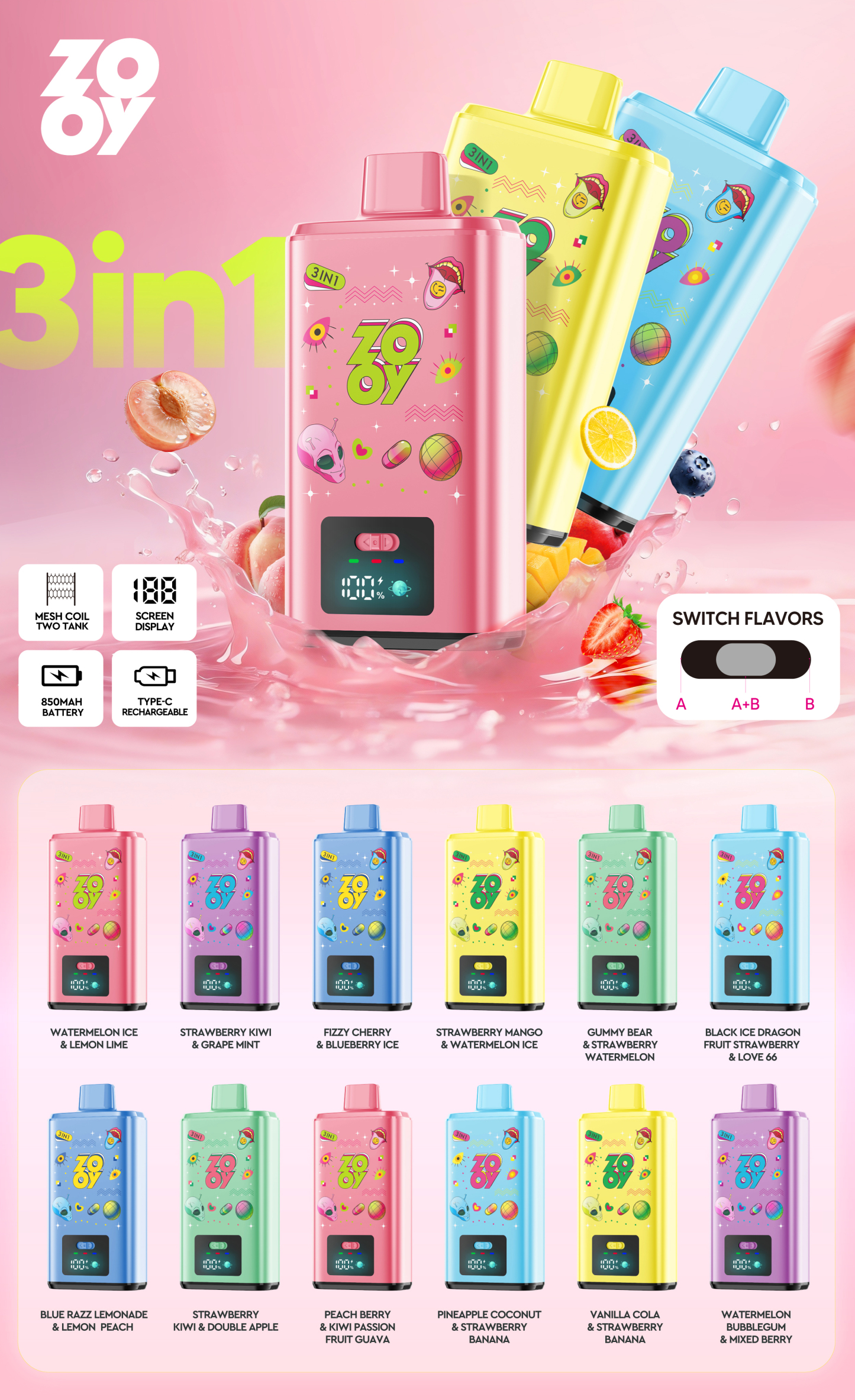 E-Cigarette Zooy 150K 120K 100K 80K 60K 2% 3% 5% Nic Vape 25K 35K 50K 60K Dlsposable Vape Original Factory Puff 20K 30K 40K in EU