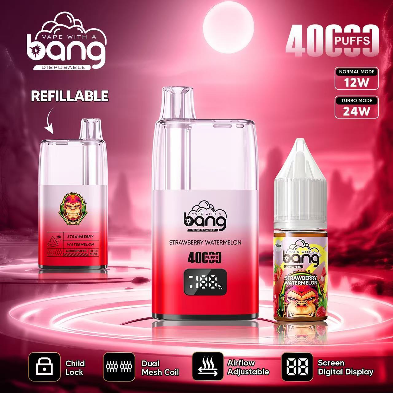 Wholesale I Vape Bang 40000 Puff Vape 40K Disposable E-Cigarette E Hookah Charger Refillable Pocket Hookah Shisha