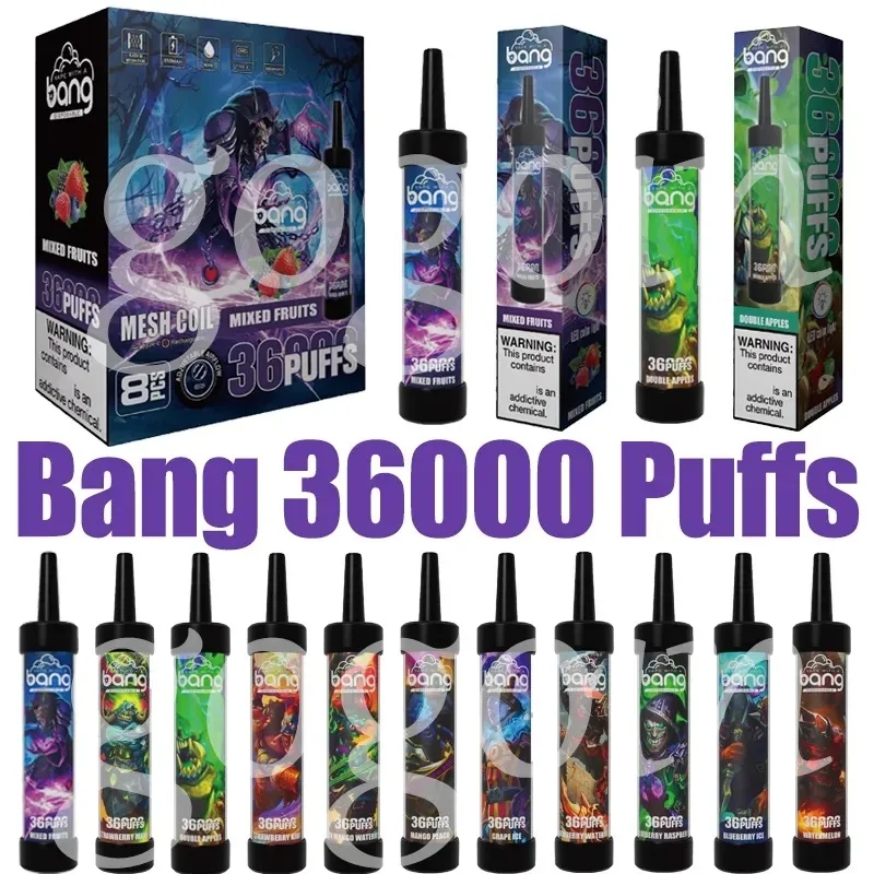 Original bang puff 36000 disposable vapes Rechargeable E Cigarettes Mesh Coil 40ML E-liquid puff 36k vaper 0%2%3%5% LED color light vaper vs 20000 puff 36k puff 30k -Ecloudvaping