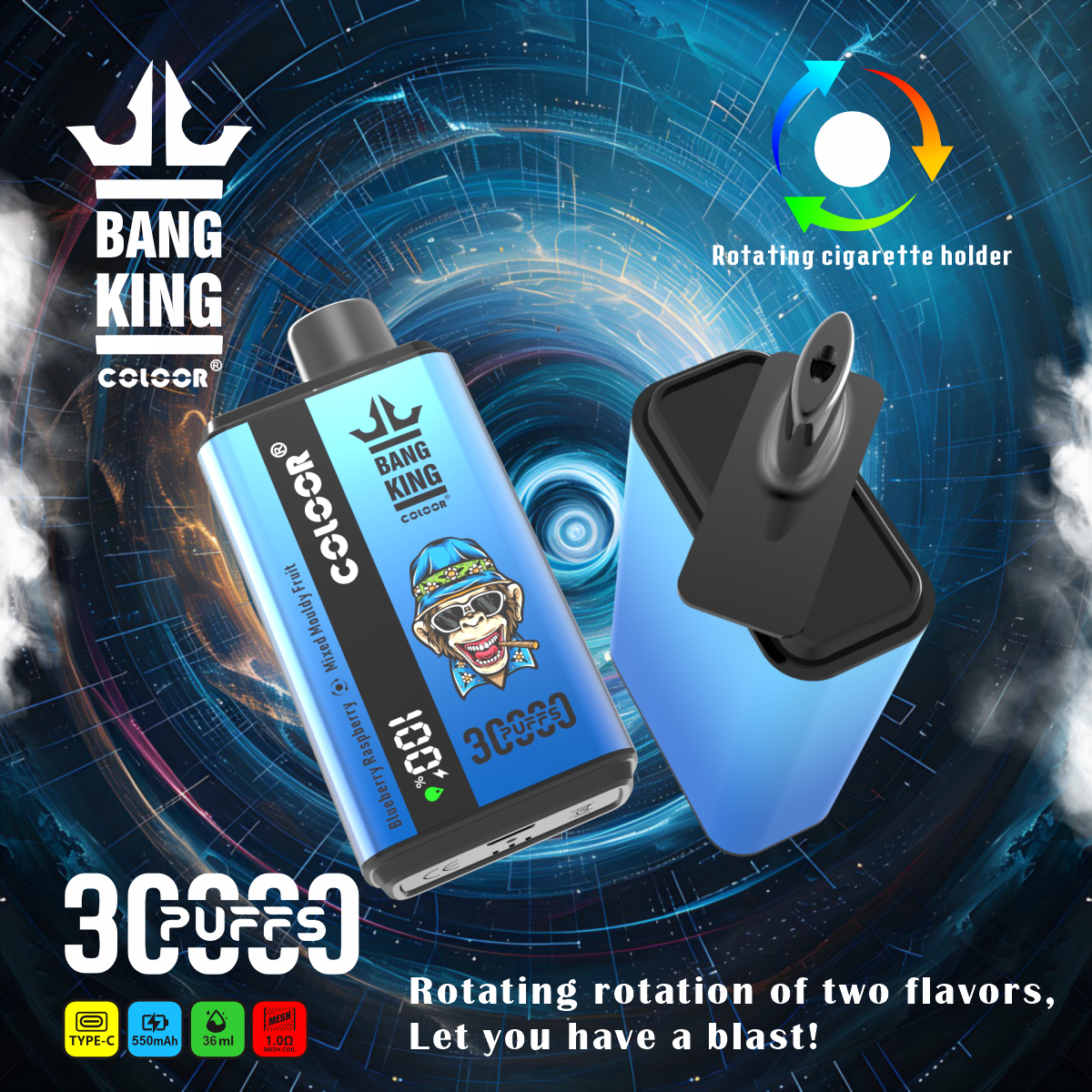 Original Bang 30000 30k 36ml Preloaded 650mAh Rechargeable Pen 0%2%3%5% disposable Intelligent display 