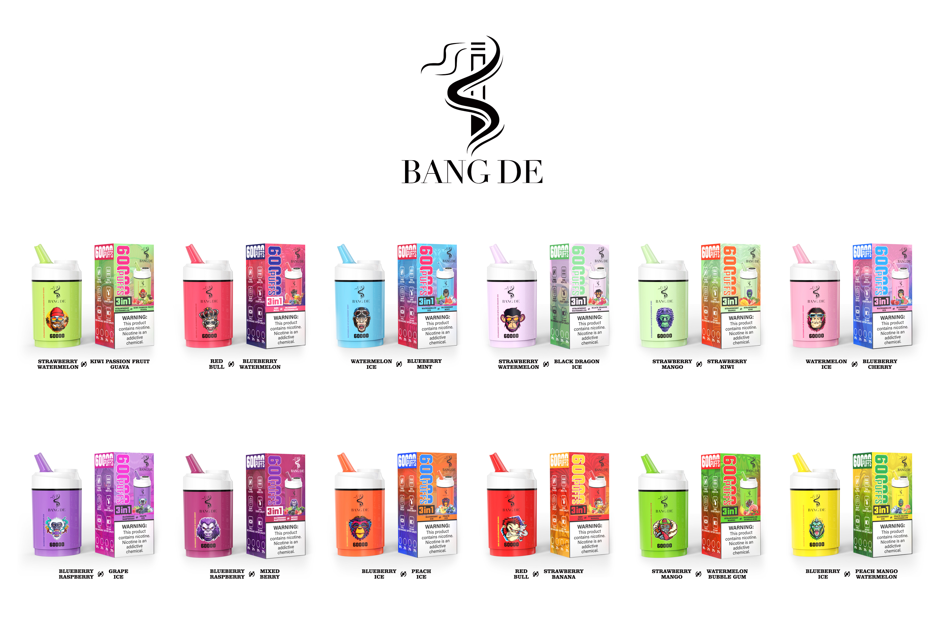 Bang De 60000 Puffs Triple Flavors Vape 30K 40K 45K 50K 60K Puff Disposable Electronic Cigarette