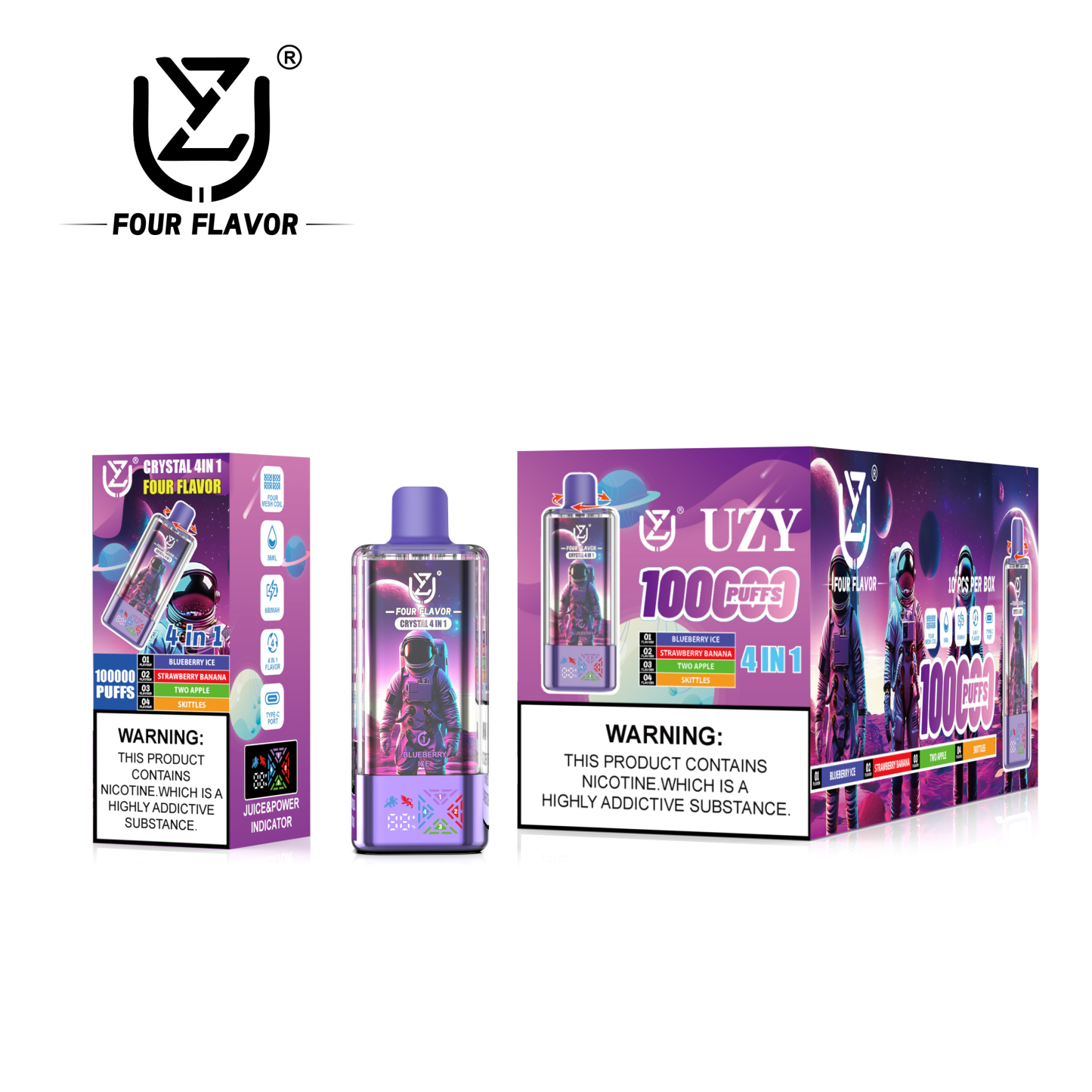 Uzy 6-in-1 Desechable Vape 100K Options Disposable E-Cigarette Wholesale with LED Screen OEM Factory EU Warehouse