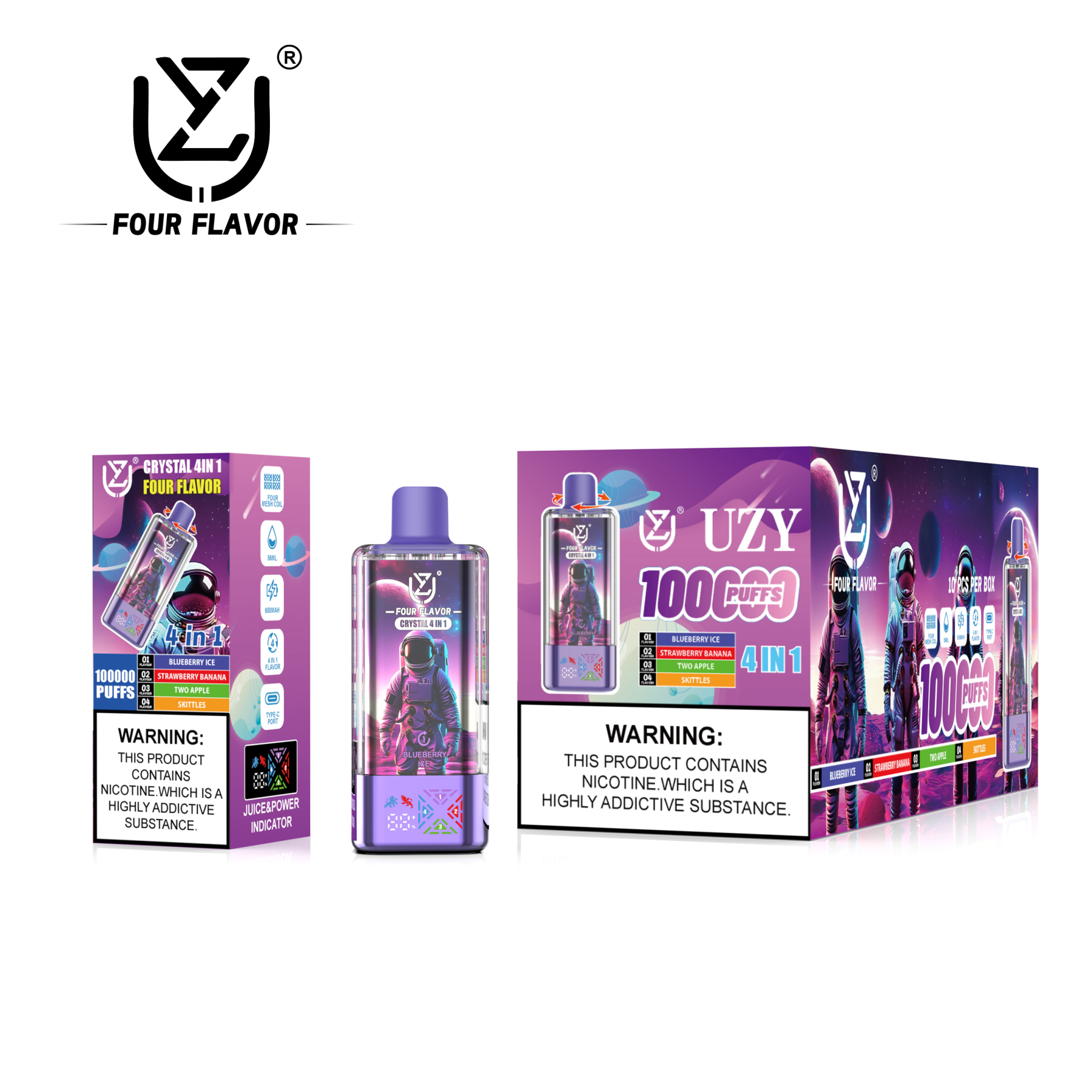 Uzy 6-in-1 Desechable Vape 100K Options Disposable E-Cigarette Wholesale with LED Screen OEM Factory EU Warehouse