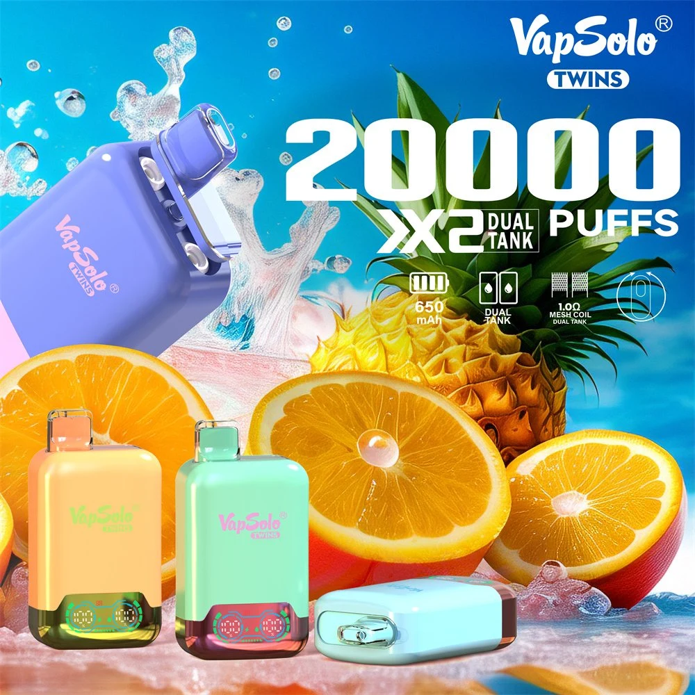 EU Warehouse Vapsolo 2024 Hot Sale 20000 Puff Dual Mesh Coil Dual Tank Vapes 20K Wholesale Cheap 650mAh Battery Display E Cigarette Disposable Vape