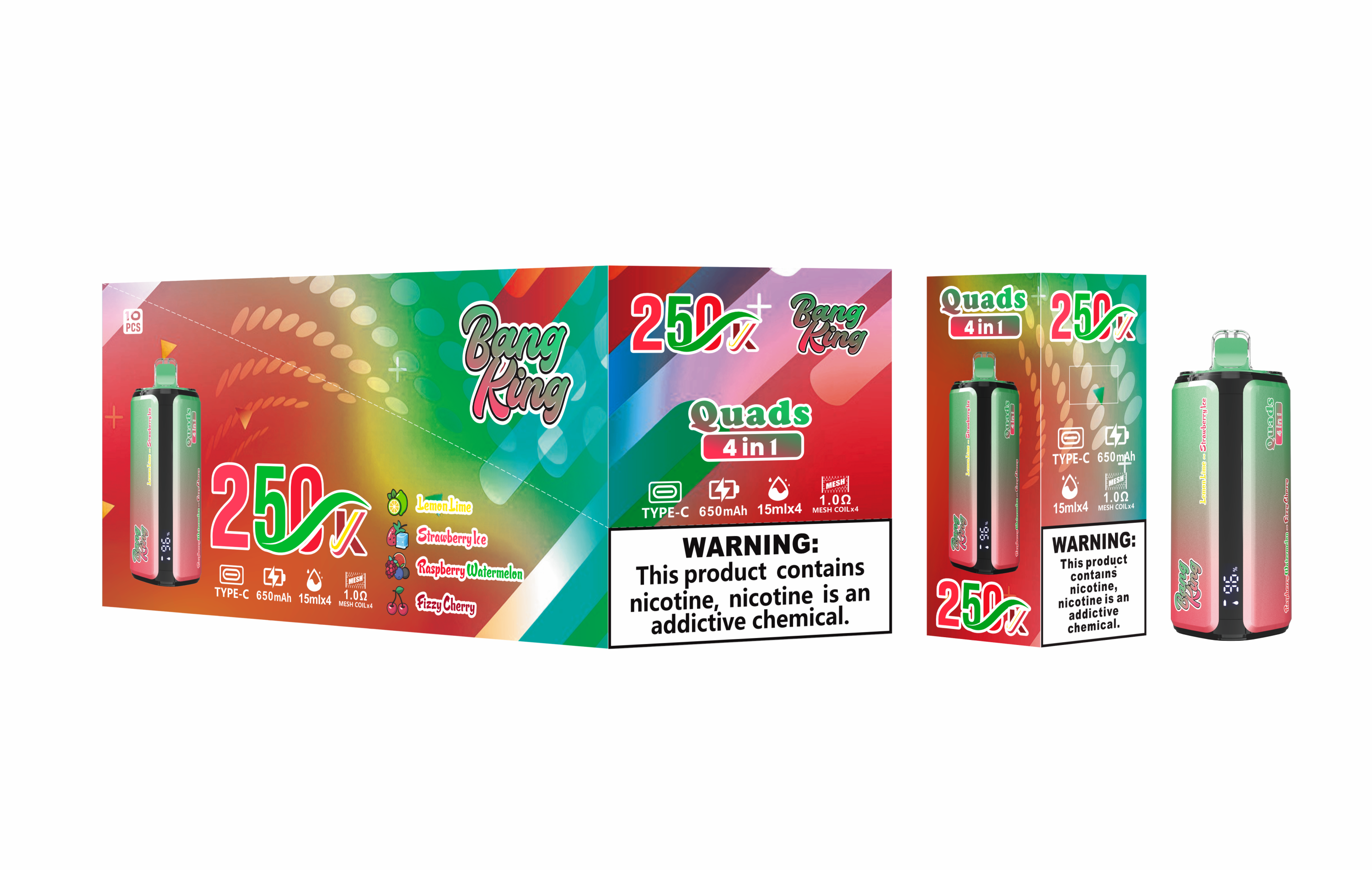 EU Warehouse Bang King Vape 4 in 1 250K Puff Vape 250000 Puff Disposable Vape Best Vape Disposable Vape 200K 300K Bang Ecigs Spain Germany Stock