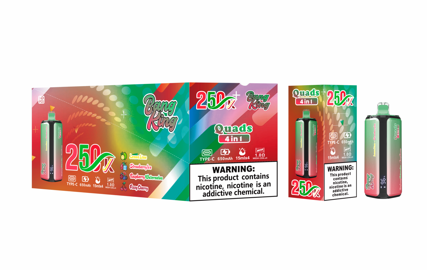 EU Warehouse Bang King Vape 4 in 1 250K Puff Vape 250000 Puff Disposable Vape Best Vape Disposable Vape 200K 300K Bang Ecigs Spain Germany Stock