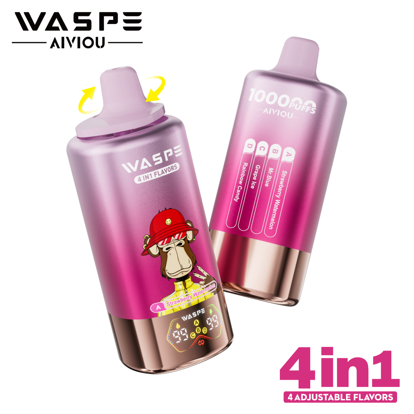 Waspe 100000 Puffs Quadruple Flavors 4 in 1 Tornado Vaper 100K 60K E Cigarette Wholesale Rechargeable Vapor EU Warehouse Spain