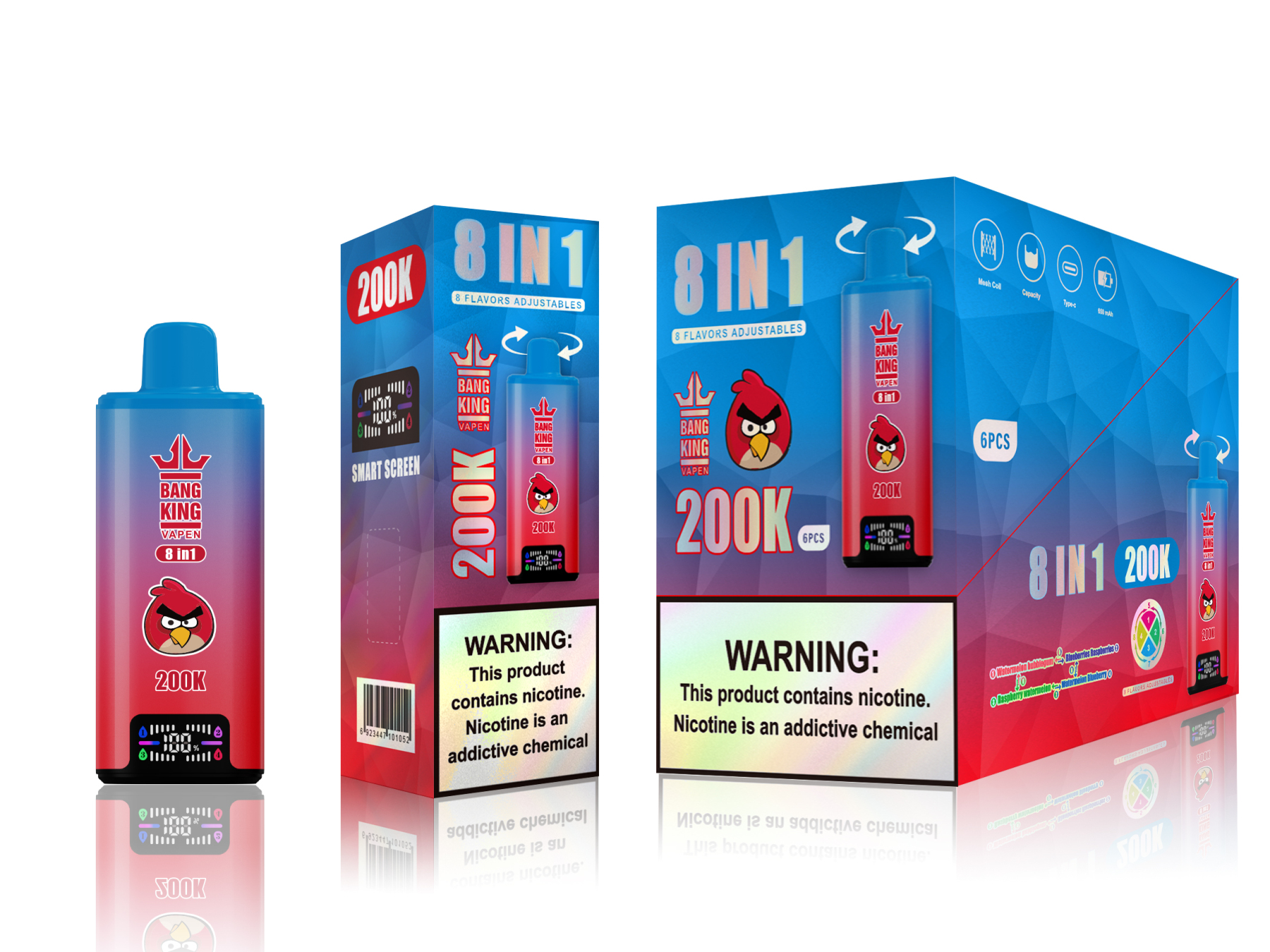 Bang King 200000 Puff Bar 8in1 Vaper 250K 200K 180K 150K 120K Nicotine Wholesale Disposable Electronic Cigarette Bang Blaze E Cig Vaper vapor Ecloudvaping