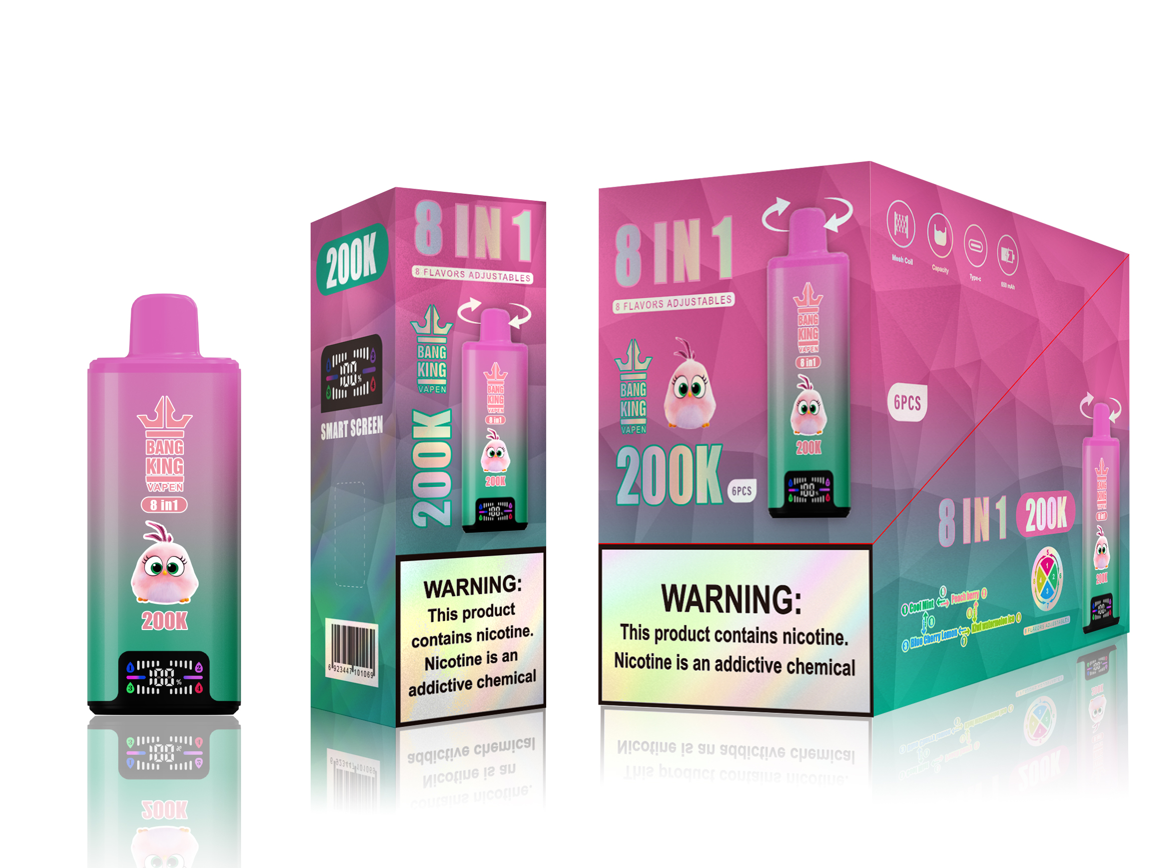 Bang King 200000 Puff Bar 8in1 Vaper 250K 200K 180K 150K 120K Nicotine Wholesale Disposable Electronic Cigarette Bang Blaze E Cig Vaper vapor Ecloudvaping