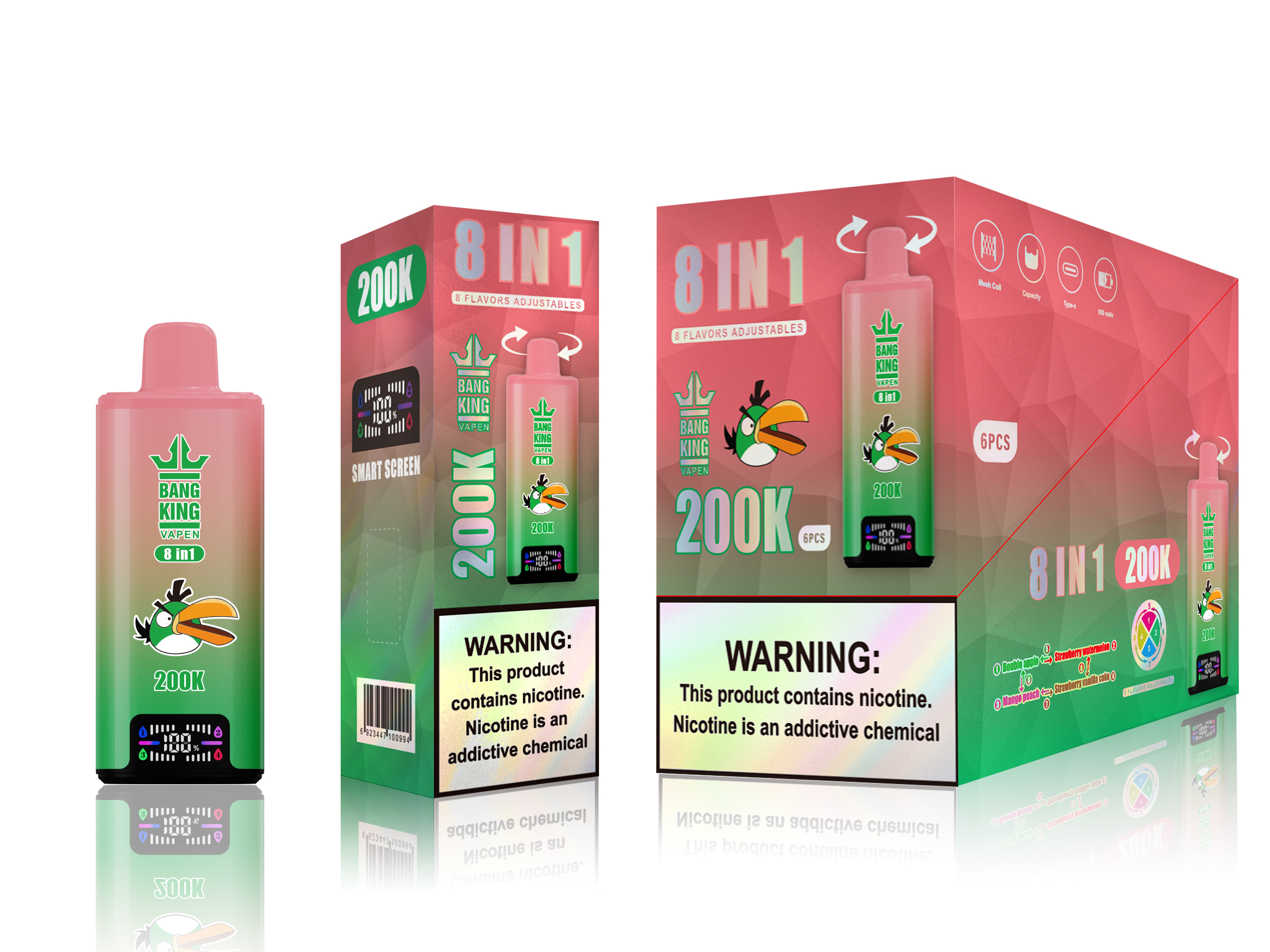 Bang King 200000 Puff Bar 8in1 Vaper 250K 200K 180K 150K 120K Nicotine Wholesale Disposable Electronic Cigarette Bang Blaze E Cig Vaper vapor Ecloudvaping