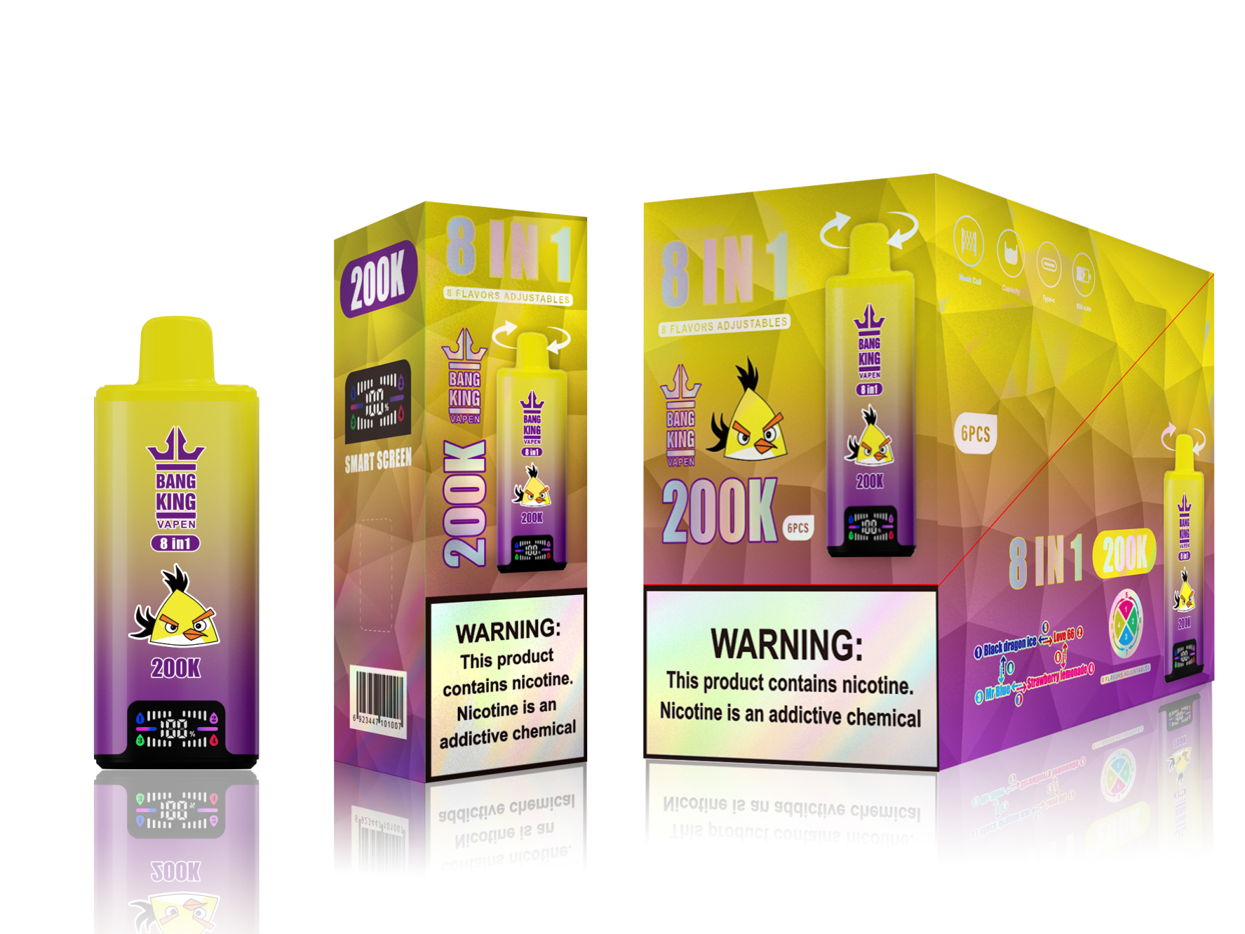 Bang King 200000 Puff Bar 8in1 Vaper 250K 200K 180K 150K 120K Nicotine Wholesale Disposable Electronic Cigarette Bang Blaze E Cig Vaper vapor Ecloudvaping