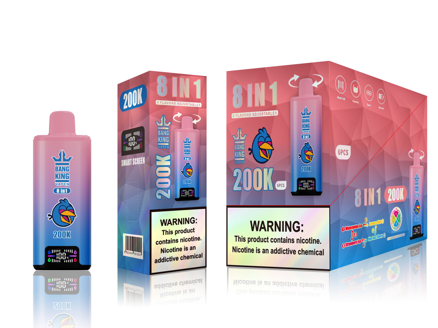 Bang King 200000 Puff Bar 8in1 Vaper 250K 200K 180K 150K 120K Nicotine Wholesale Disposable Electronic Cigarette Bang Blaze E Cig Vaper vapor Ecloudvaping