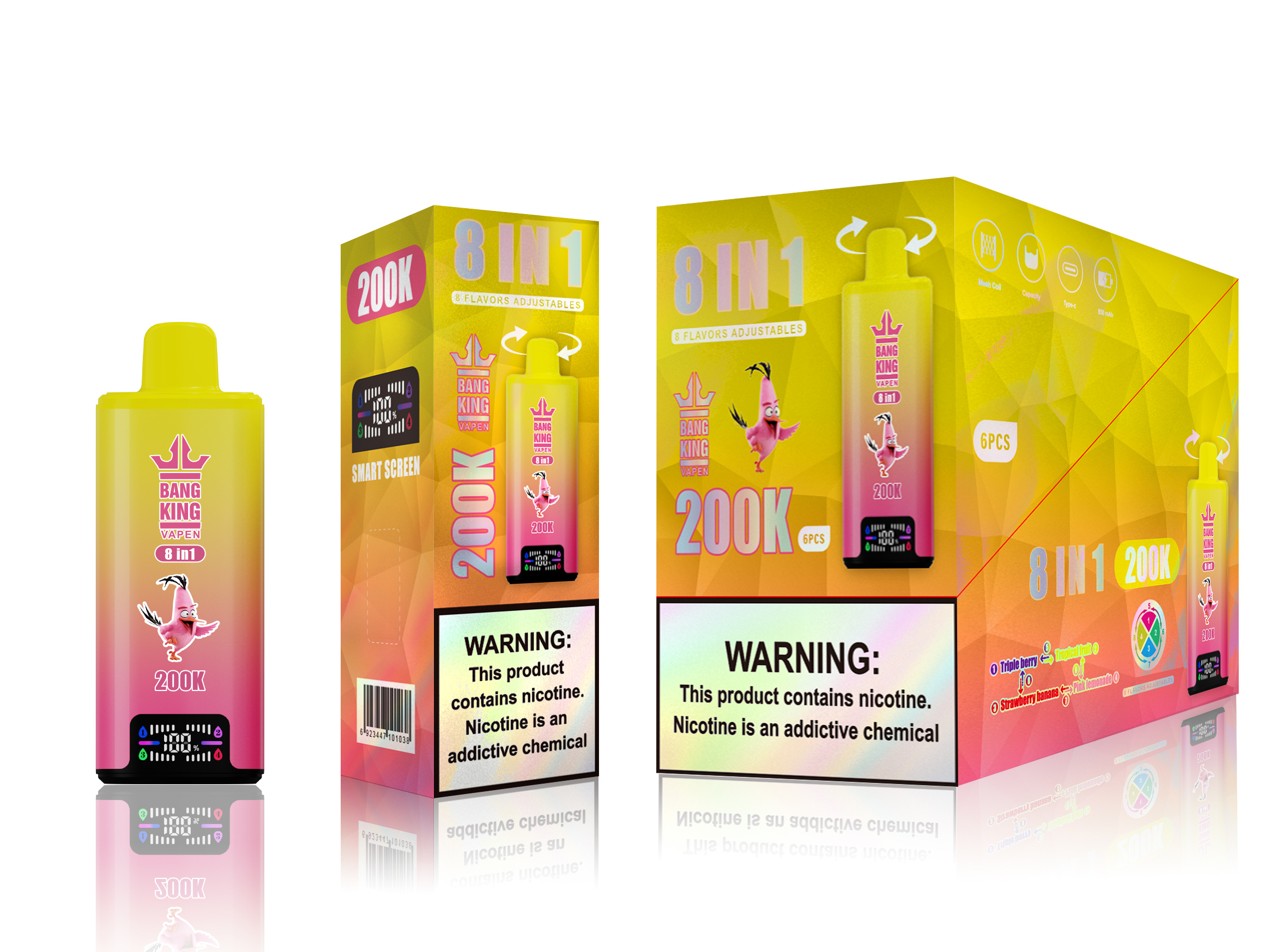 Bang King 200000 Puff Bar 8in1 Vaper 250K 200K 180K 150K 120K Nicotine Wholesale Disposable Electronic Cigarette Bang Blaze E Cig Vaper vapor Ecloudvaping