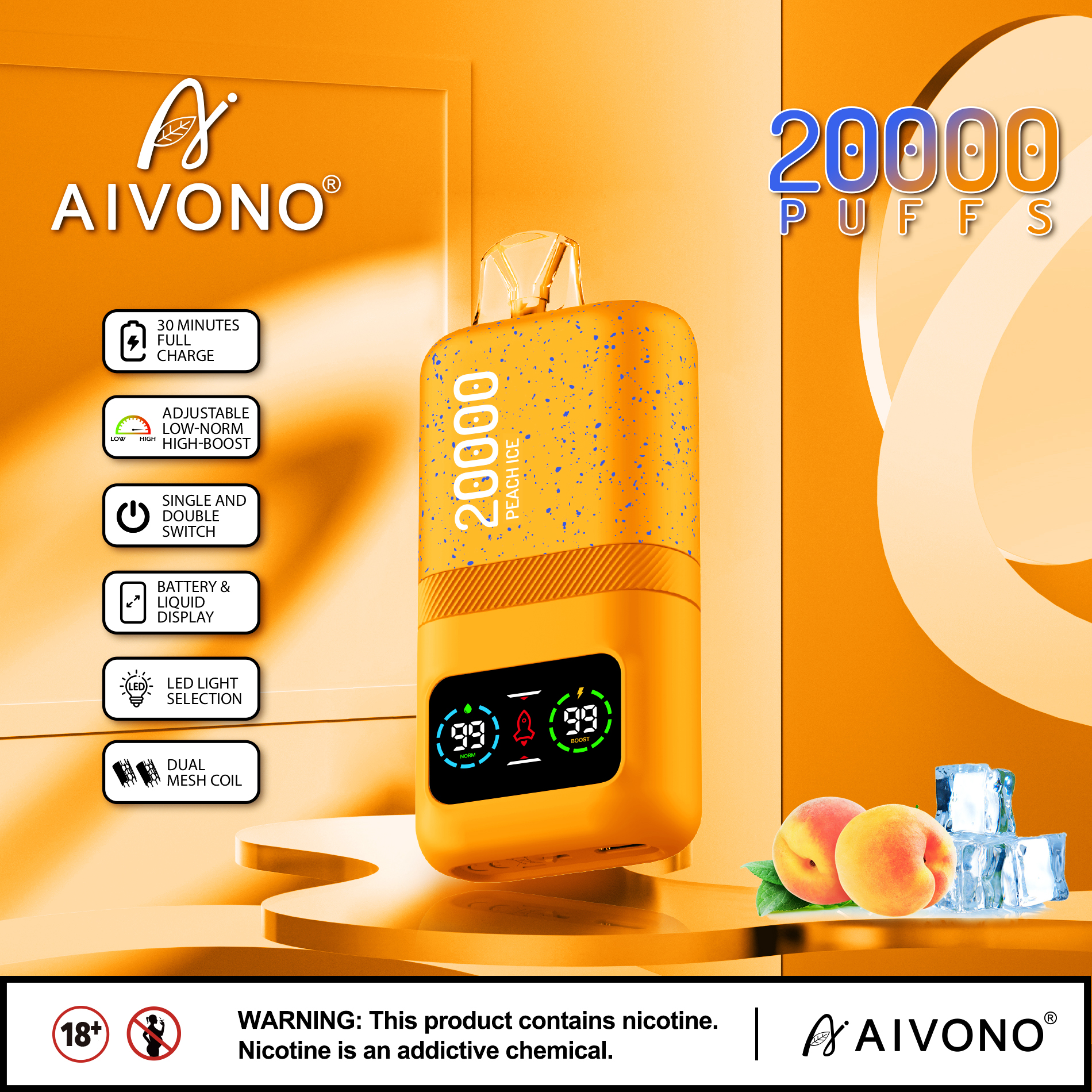 Original Aivono AIM MAGIC 20000 Puffs Smart Screen Vape Disposable Electronic Cigarettes Digital Display Puff 20k 0% 2% 3% 5% 24ml Prefilled Pod Dual Mesh 600mah Rechargeable Battery Pen-Ecloudvaping