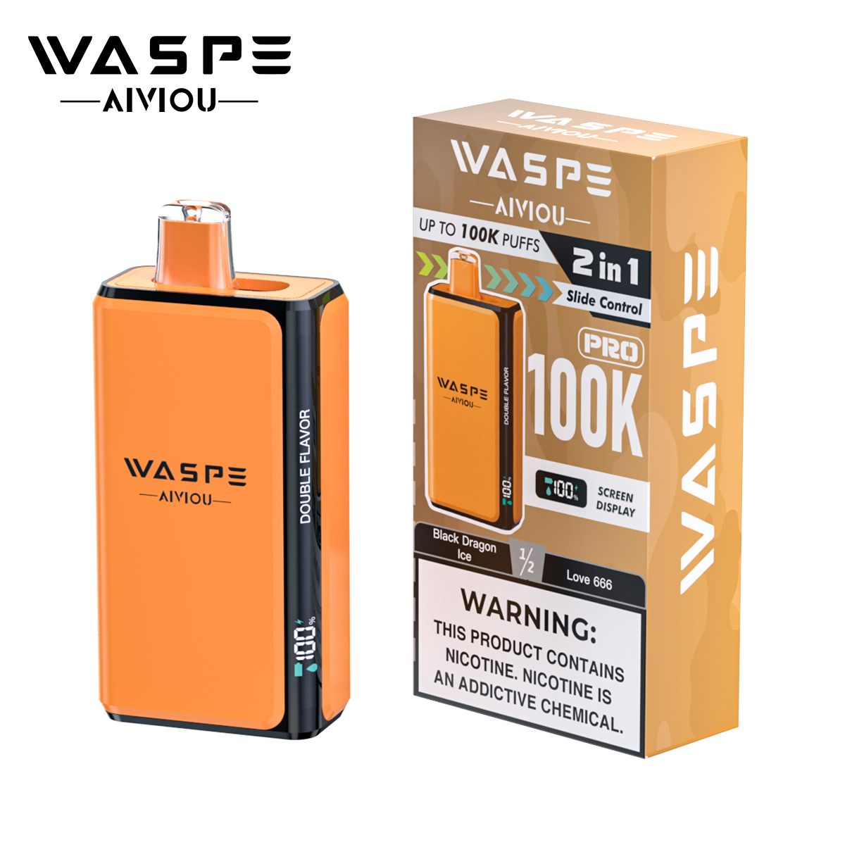 Wholesale Disposable Vape Waspe 100K PRO Puffs 2in1 Intelligent Smoke Double Flavors EUwarehouse