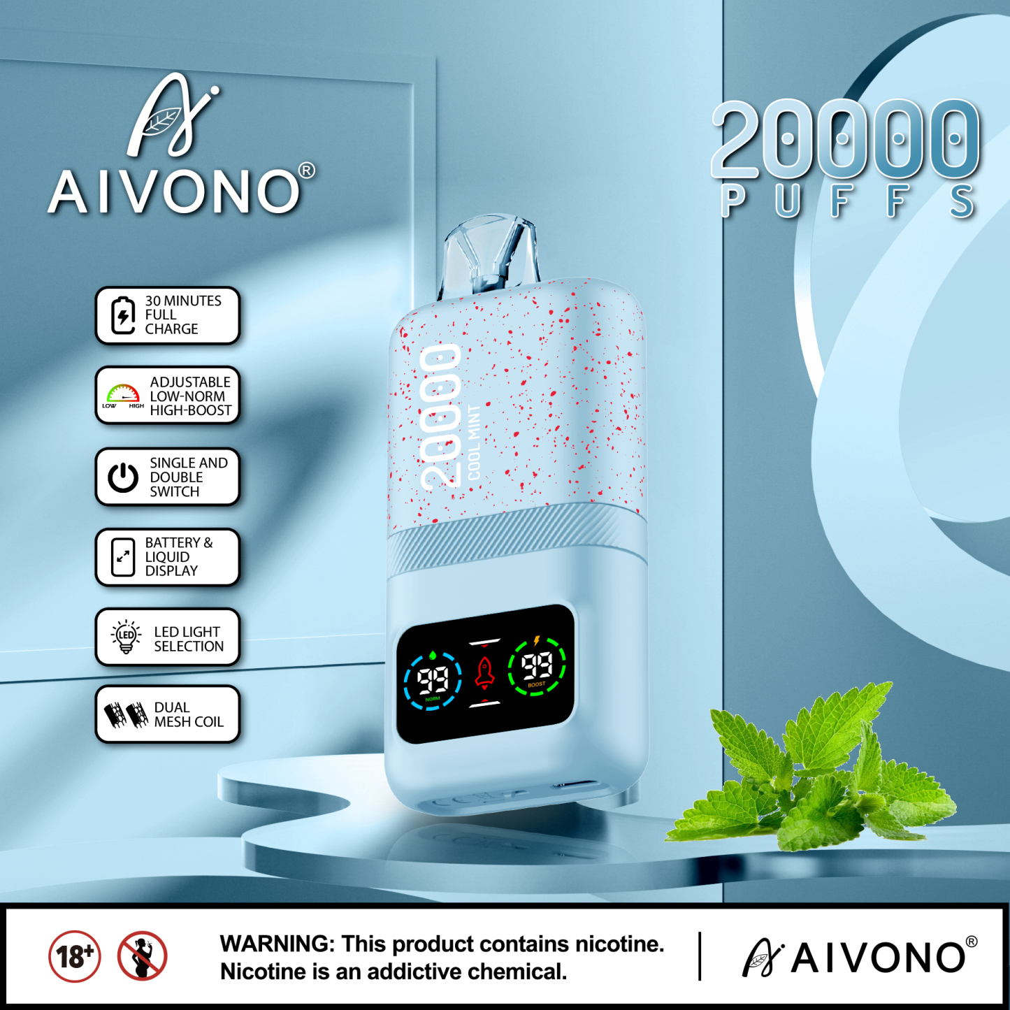 Original Aivono AIM MAGIC 20000 Puffs Smart Screen Vape Disposable Electronic Cigarettes Digital Display Puff 20k 0% 2% 3% 5% 24ml Prefilled Pod Dual Mesh 600mah Rechargeable Battery Pen-Ecloudvaping