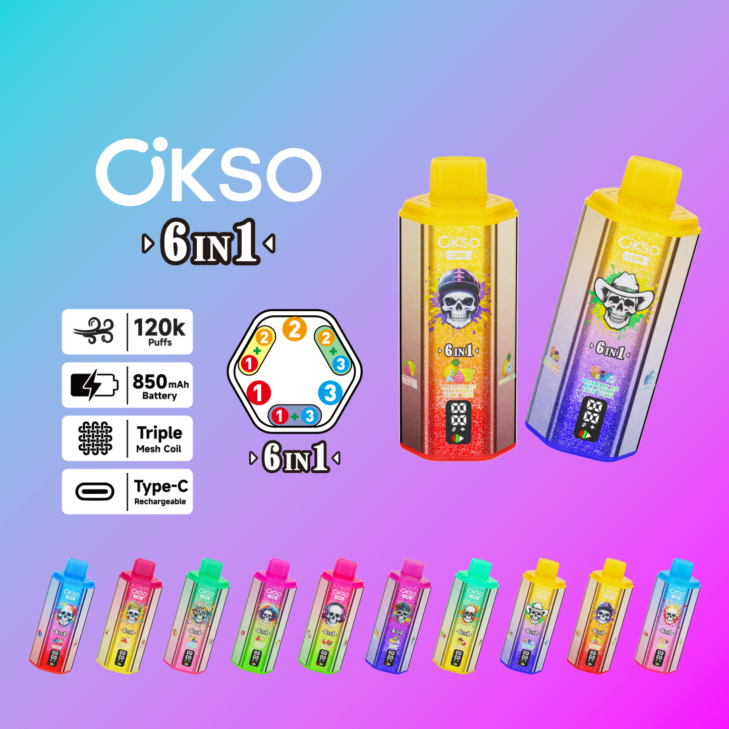 Elfbox Okso 6in1 120K Vape Blue Berry Ice Fs120000 Display  Crystal Twin Vape 120000 E Sigaret Vape