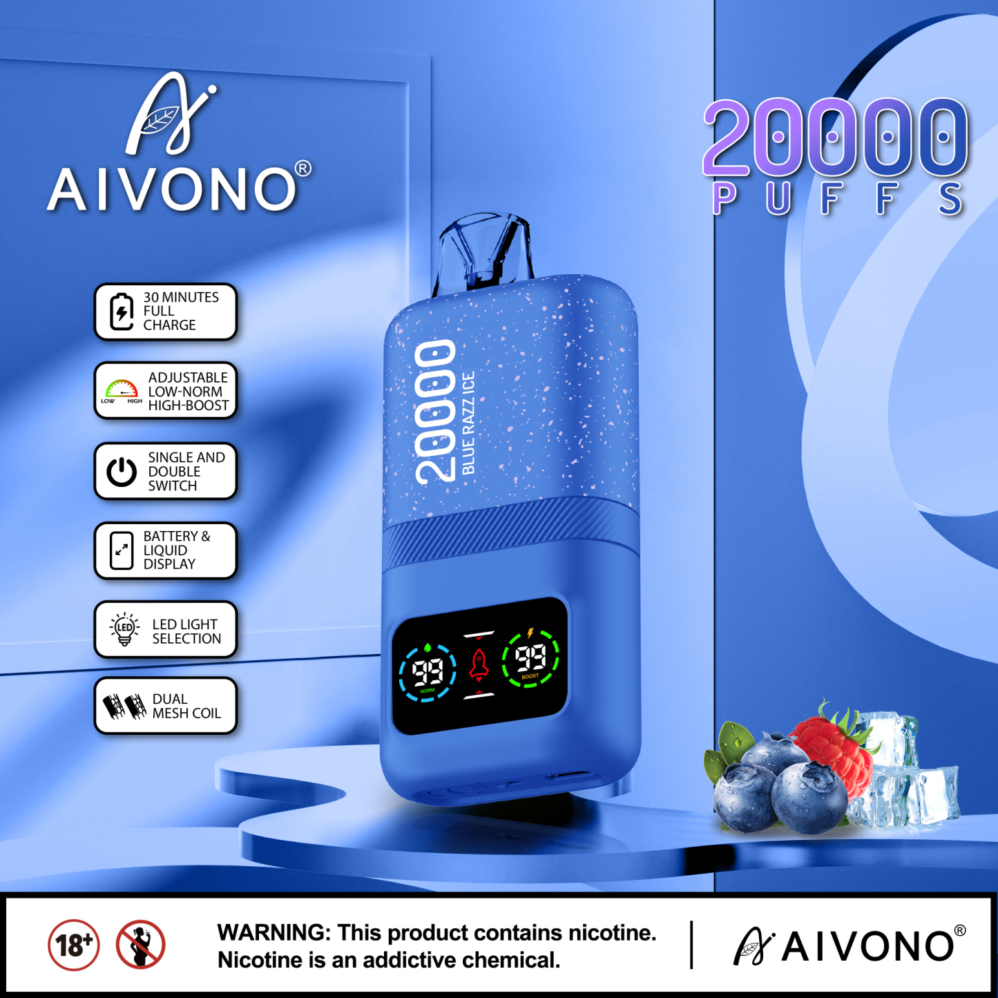 Original Aivono AIM MAGIC 20000 Puffs Smart Screen Vape Disposable Electronic Cigarettes Digital Display Puff 20k 0% 2% 3% 5% 24ml Prefilled Pod Dual Mesh 600mah Rechargeable Battery Pen-Ecloudvaping
