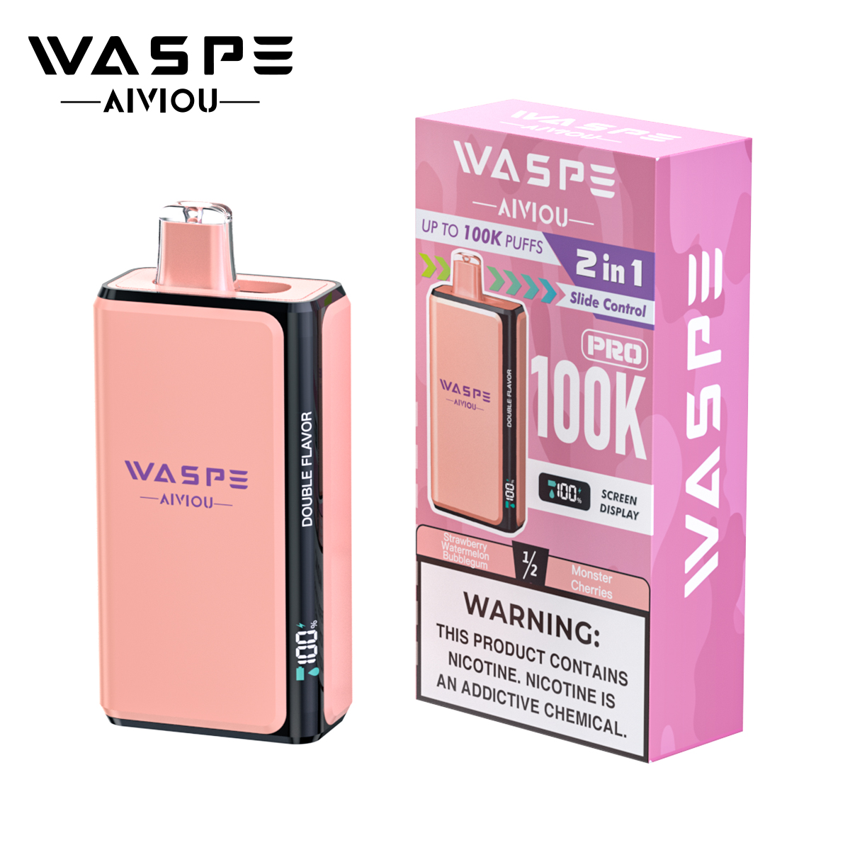 Wholesale Disposable Vape Waspe 100K PRO Puffs 2in1 Intelligent Smoke Double Flavors EUwarehouse