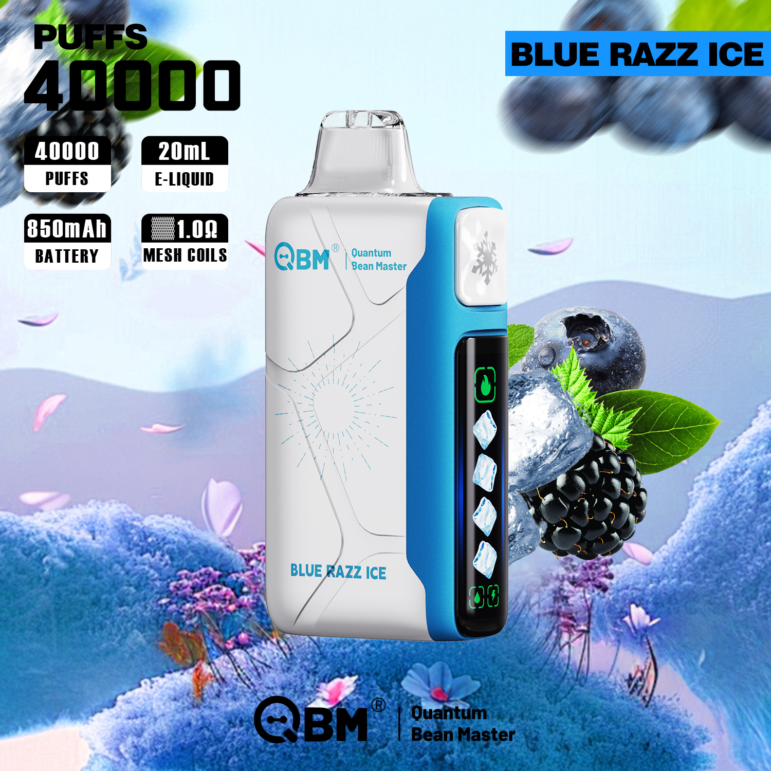 Qbm 40000 Puffs Disposable Electronic Cigarette Vape 40K 50K 60K Puffs Adjustable 5 Ice Levels and Ai