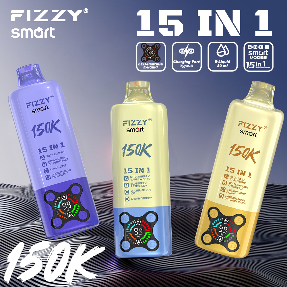2026 Best Sales Fizzy 150000 80000 Puffs 150K 100K 80K 60K 50K Puff 15 in 1 6 in 1 4 in 1 Vape Bar 2% 5% Nicotine Wholesale Disposable E Cigarette Best Sales
